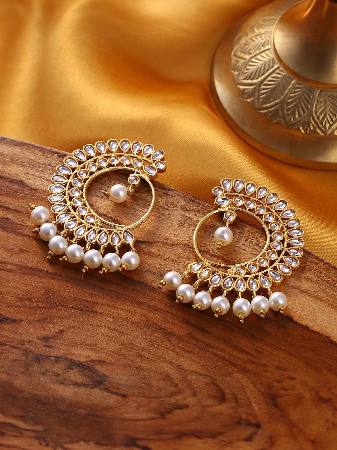 

SOHI Gold Plated Artificial Stones Drop Earrings