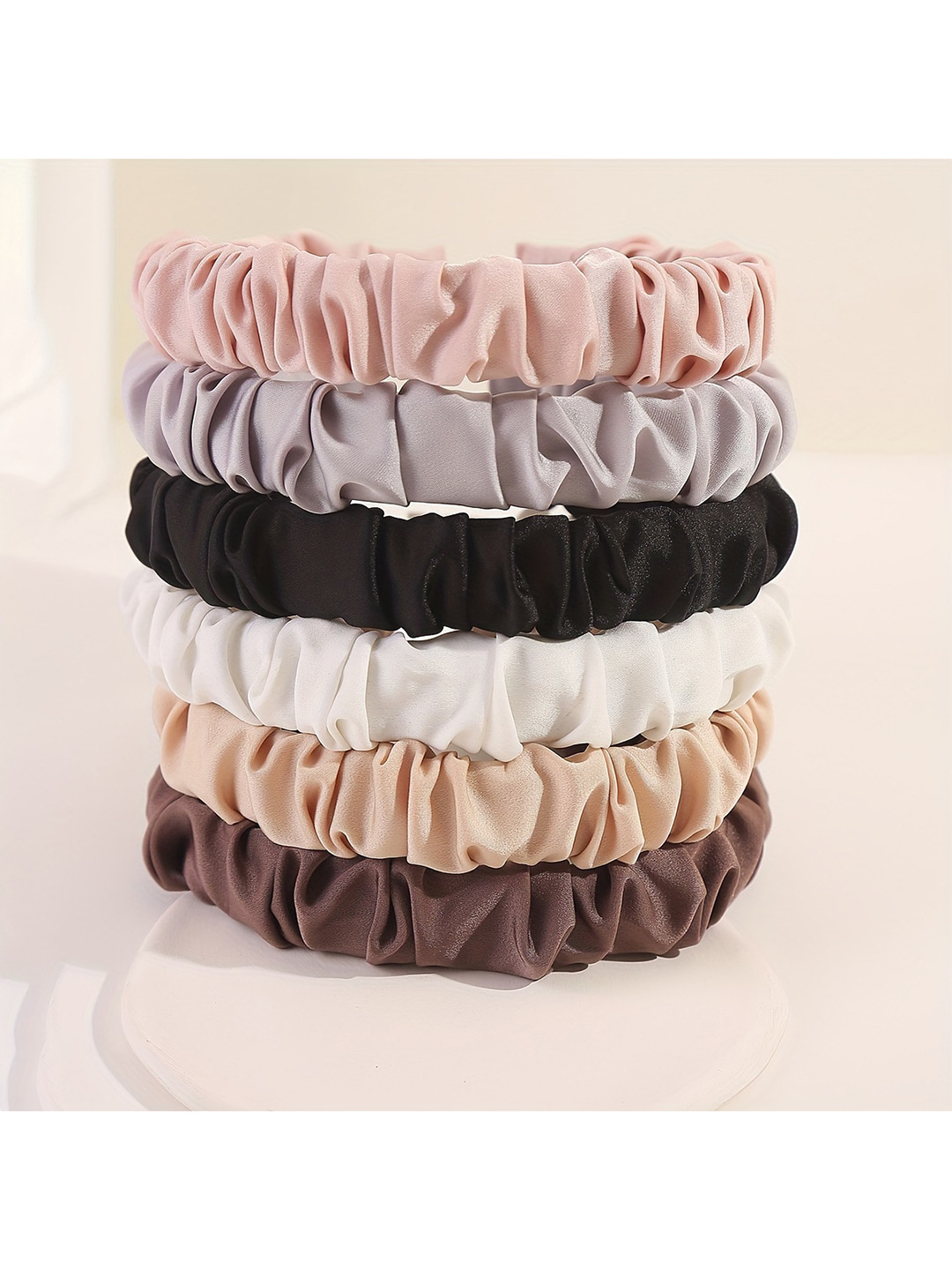 

CHRONEX Set Of 6 Vintage Elegant Polyester Hairbands, White