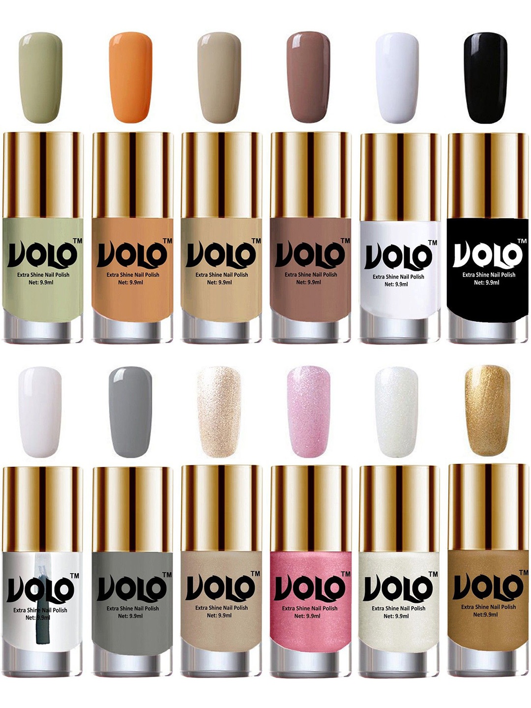 

VOLO Set Of 12 Luxury Super Shine Nail Polish- 9.9ml Each, White