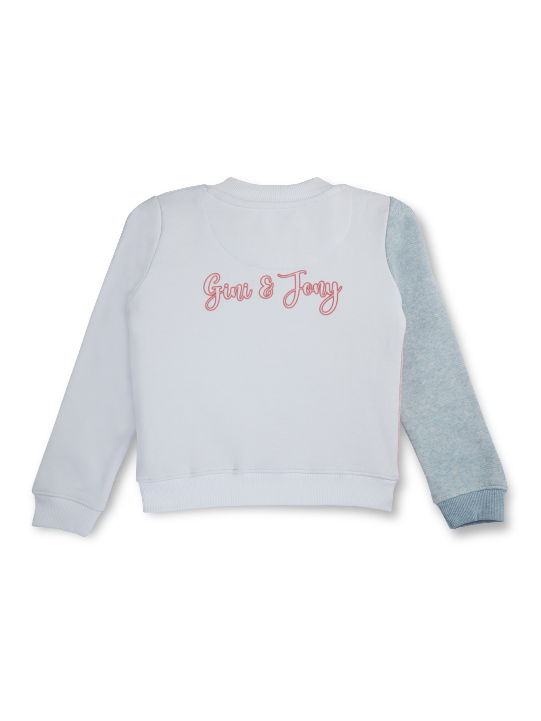 

Gini and Jony Girls Colourblocked Collarless Cotton Bomber Jacket, White