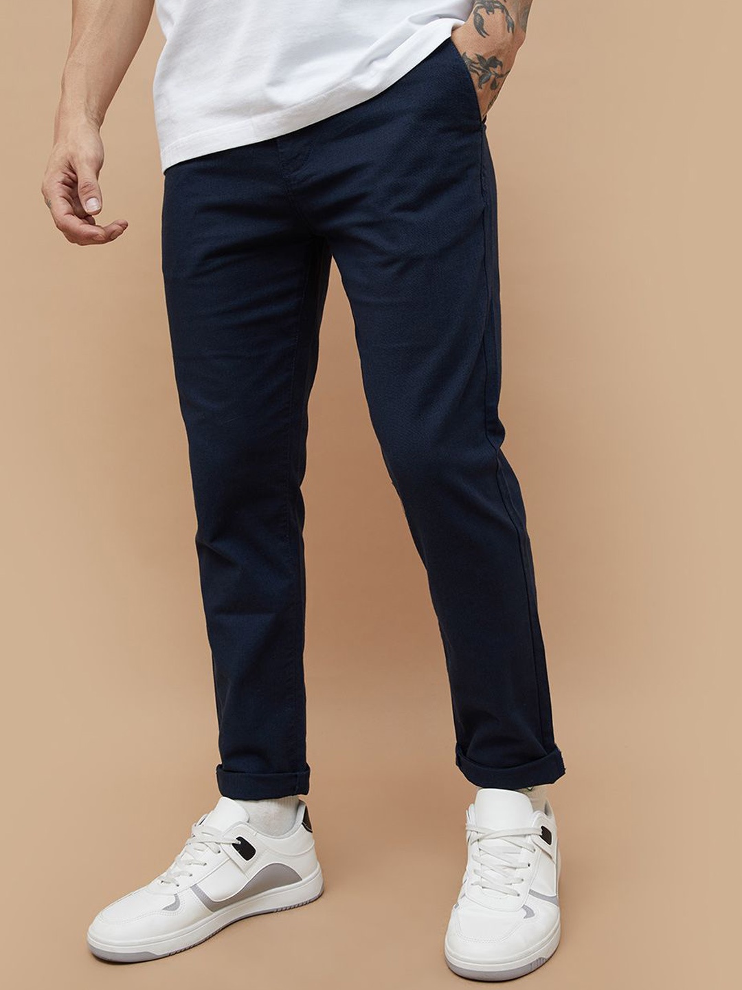 

Fame Forever by Lifestyle Men Tapered Fit Chinos Trouser, Blue