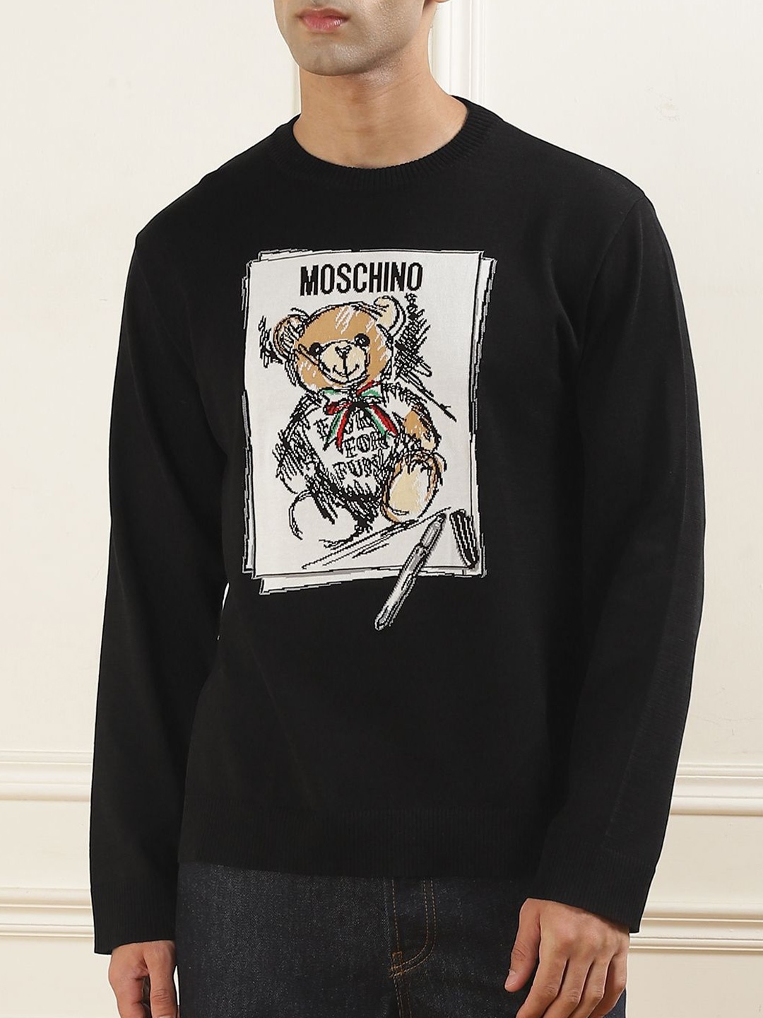 

MOSCHINO COUTURE Men Printed Pullover, Black