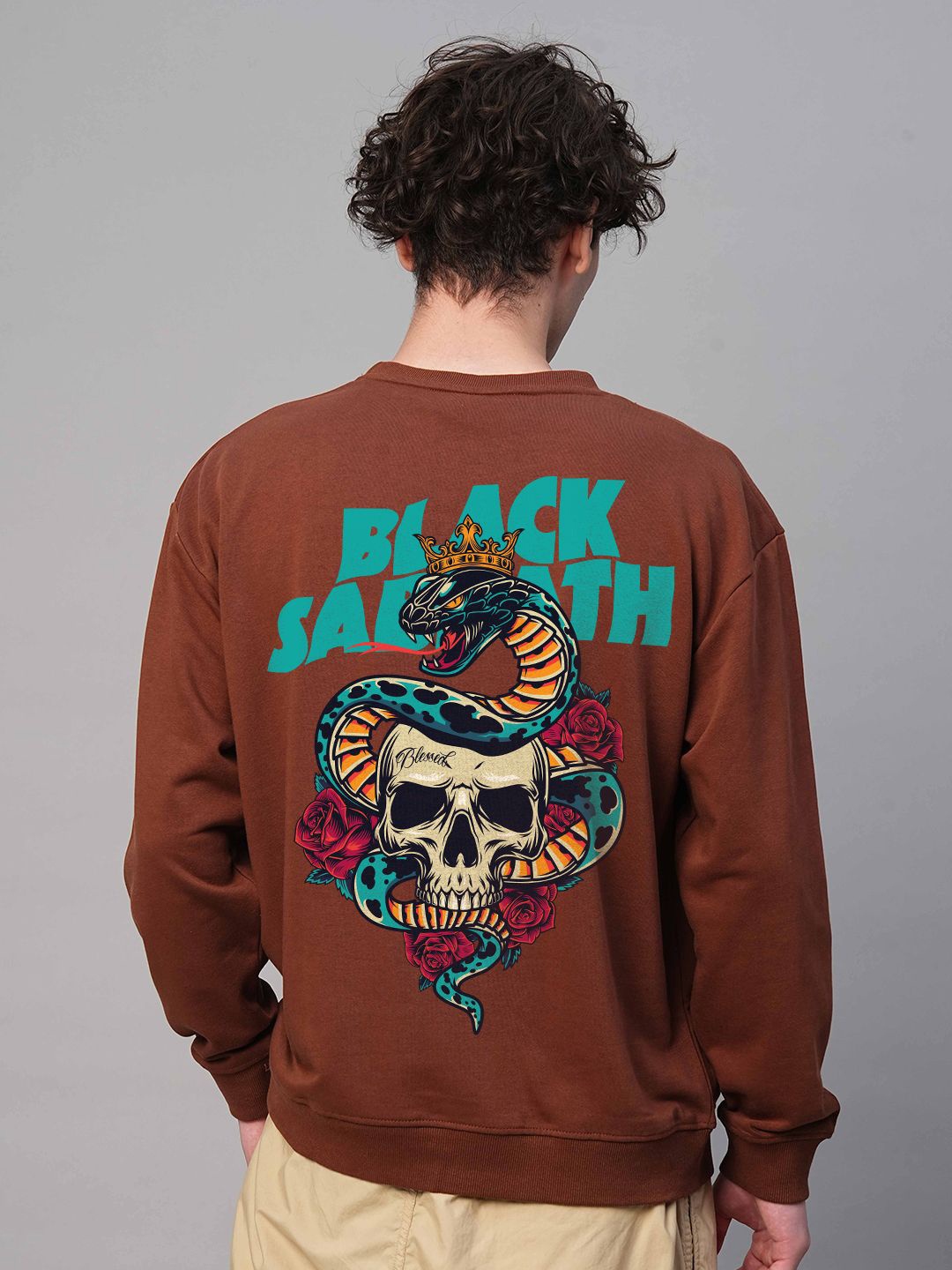 

PRONK Men Printed Sweatshirt, Brown