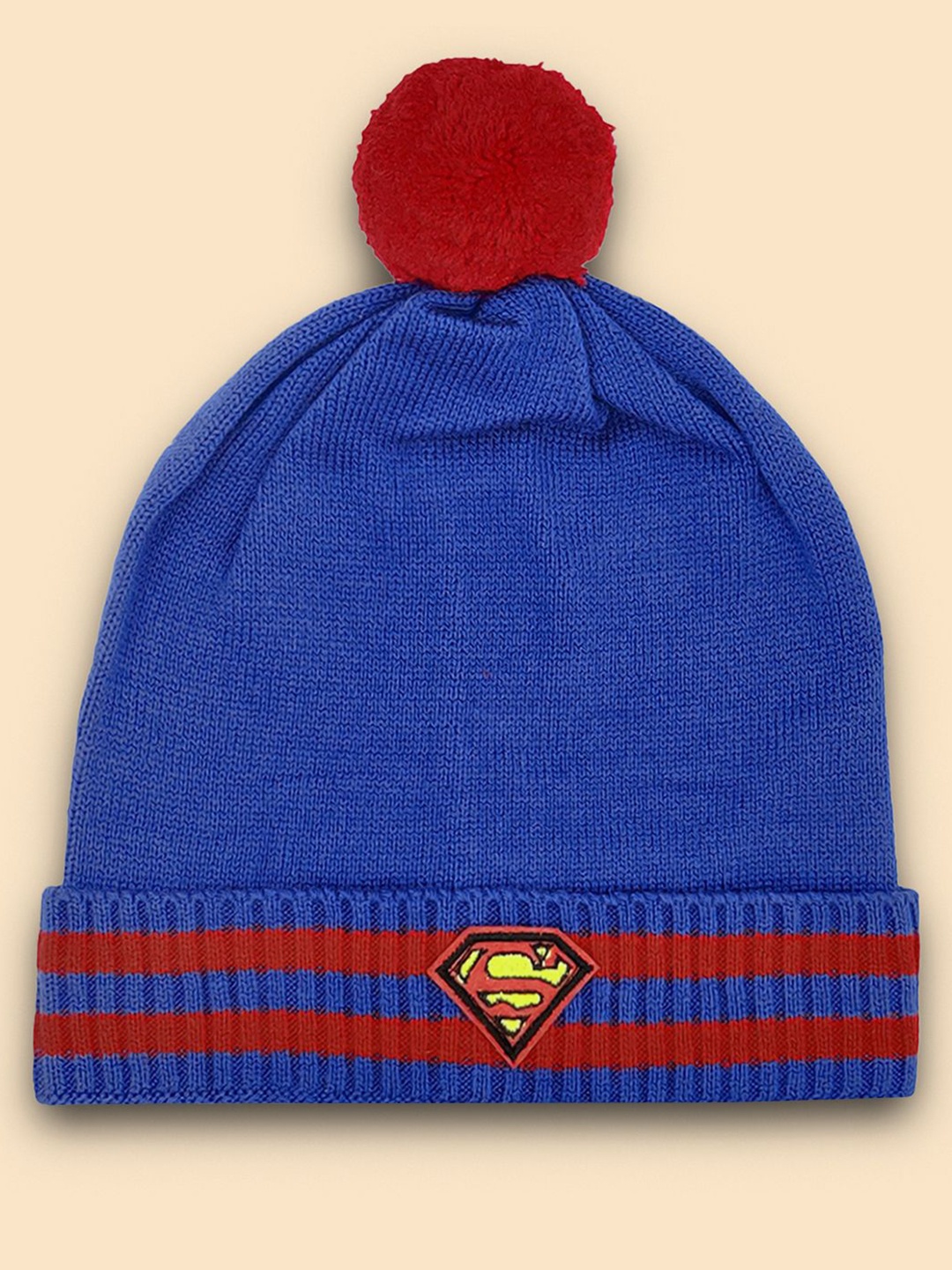 

Kids Ville Boys Superman Printed Acrylic Beanies Cap, Blue