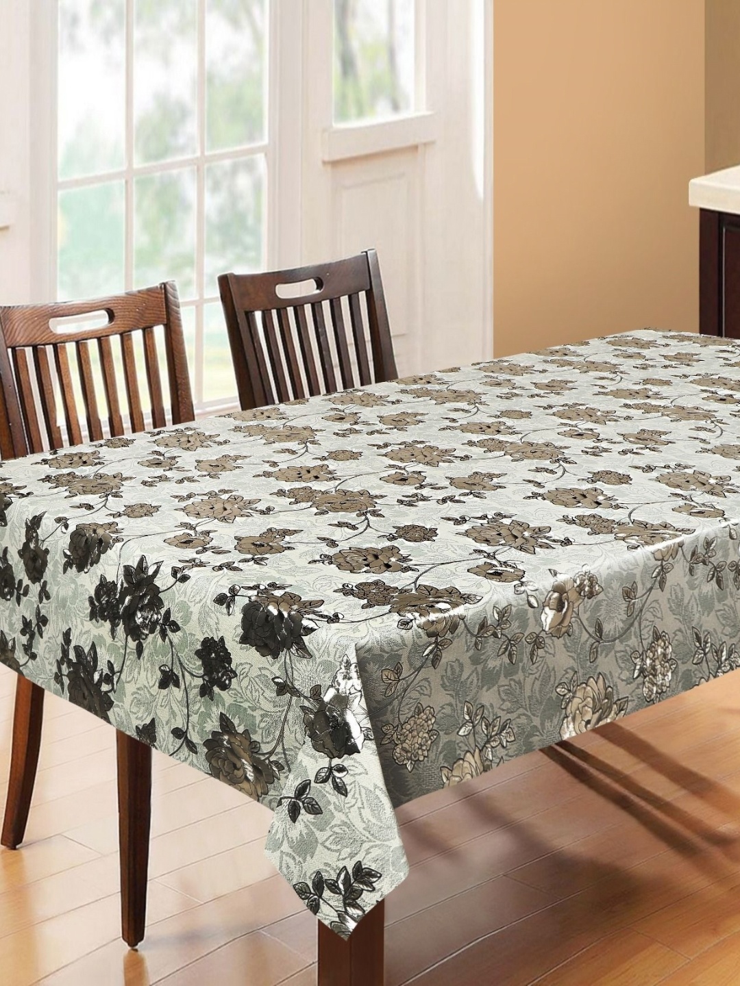 

Dakshya Industries Beige & Gold-Toned Floral Waterproof 6-Seater Table Cover