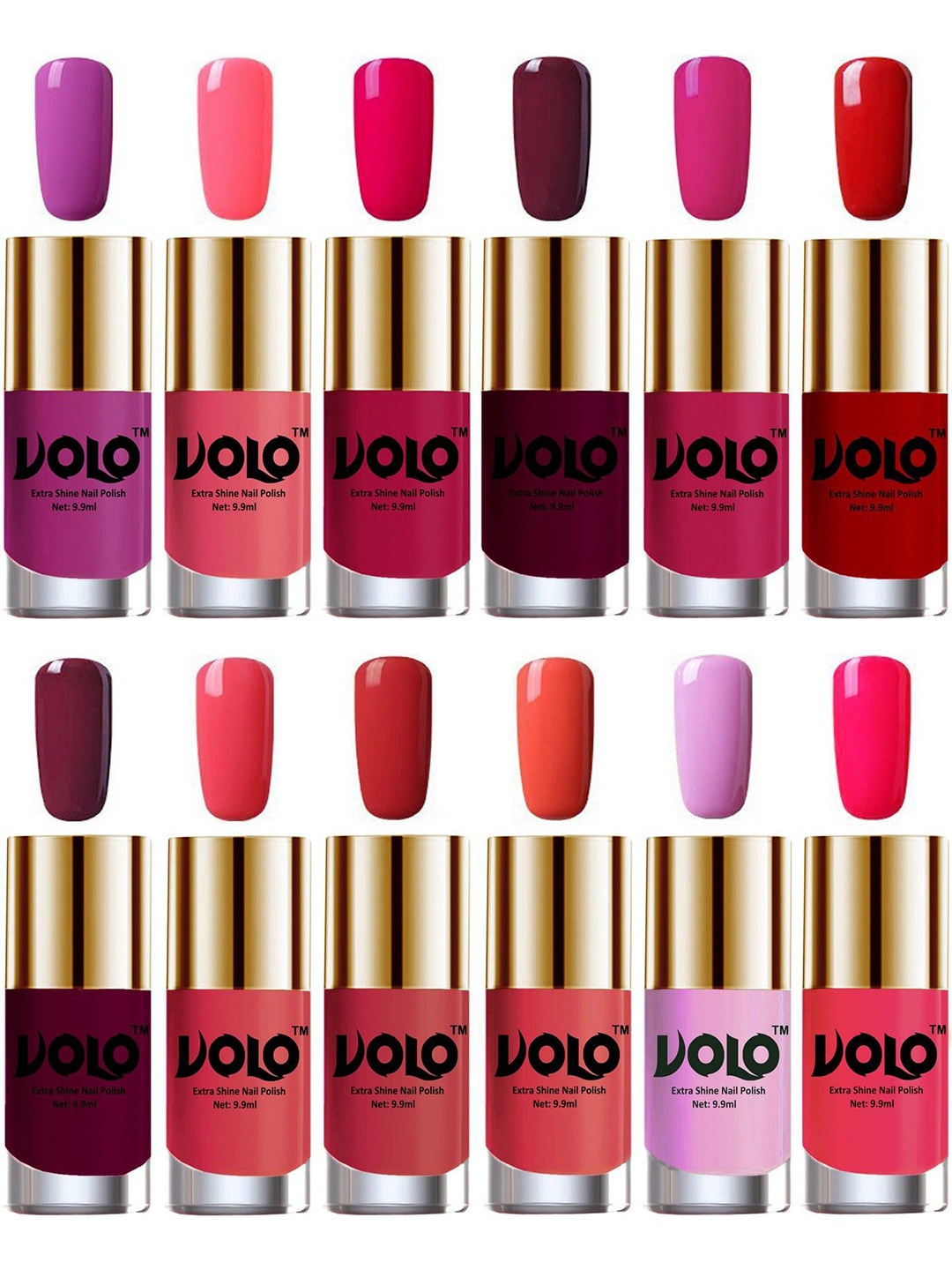 

VOLO Set Of 12 Luxury Super Shine Vibrant Shades Nail Polish-9ml Each-Combo No-43, Multi