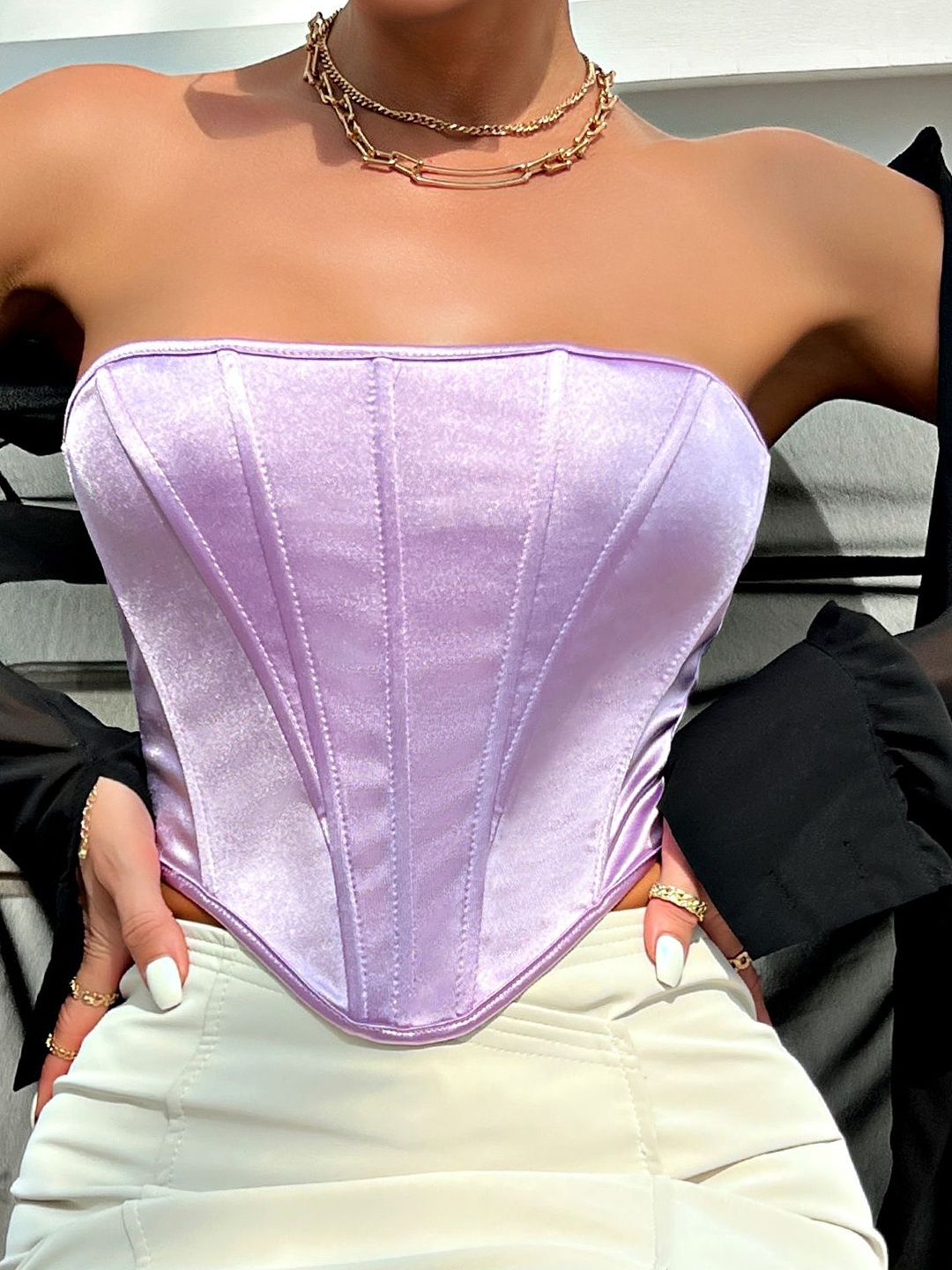 

HERE&NOW Striped One Shoulder Top, Lavender