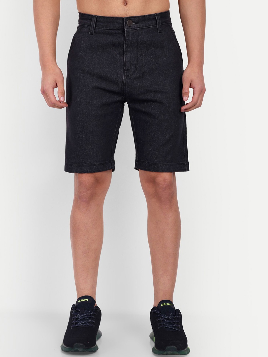 

MEGHZ Men Denim Denim Shorts, Black