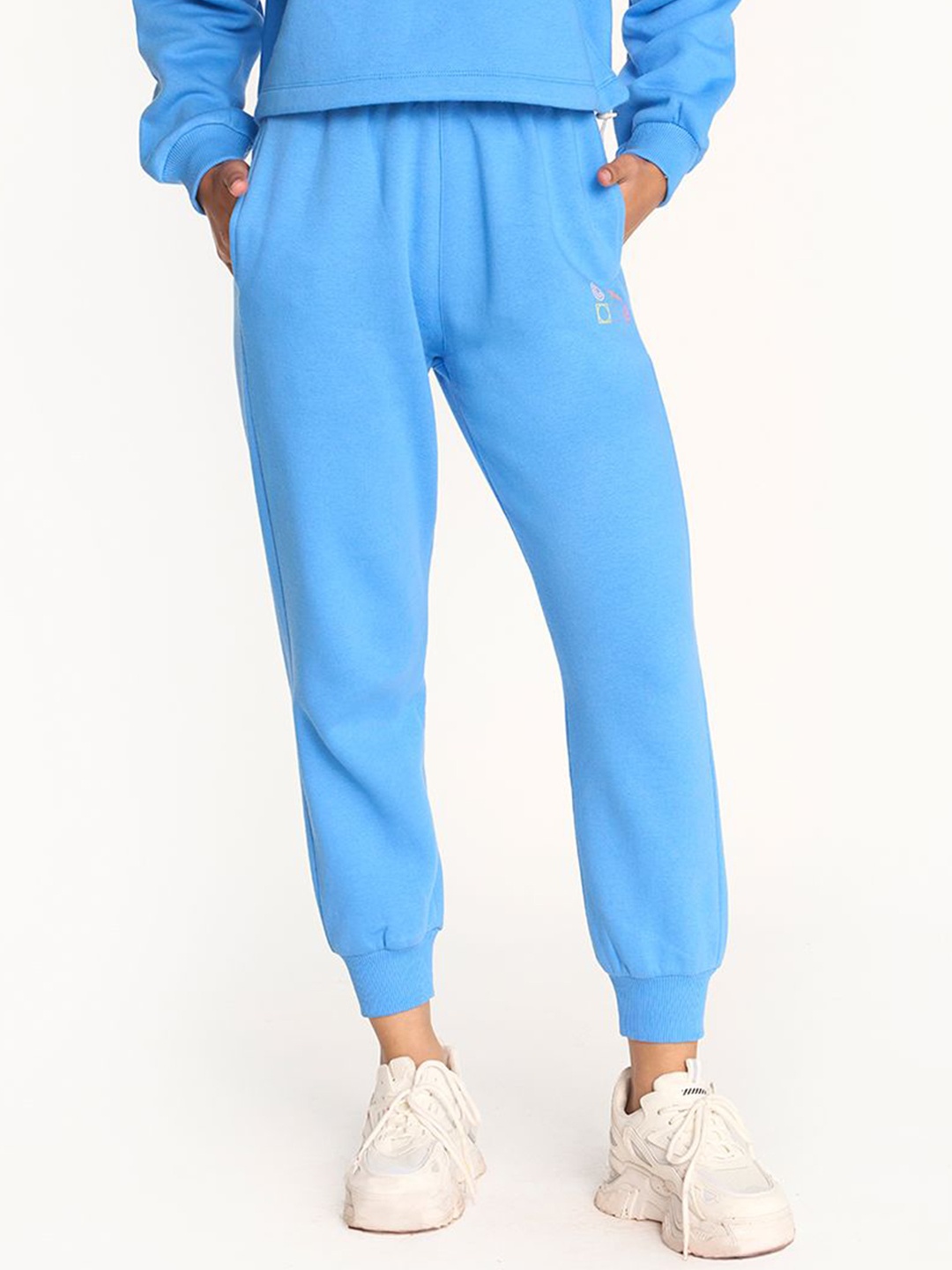 

Hunnit Women Active Wear Jogger Pants with 2 Side Pockets, Blue
