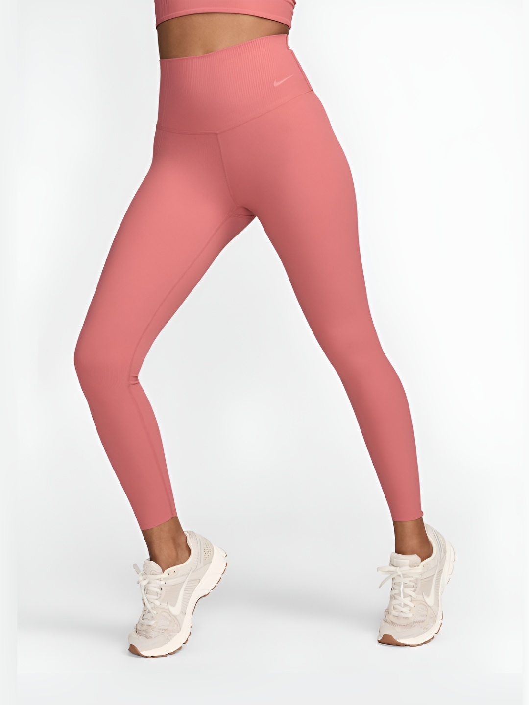

Nike Zenvy Rib Women Gentle-Support High-Waisted Tights, Pink