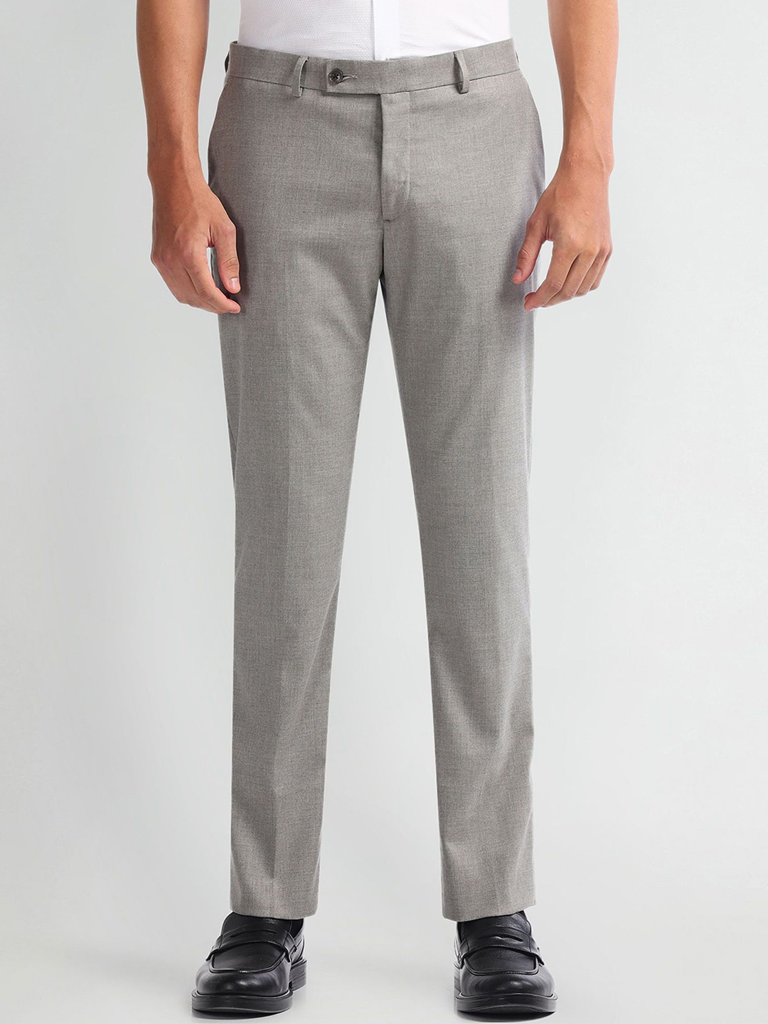 

Arrow Men Printed Formal Trousers, Grey