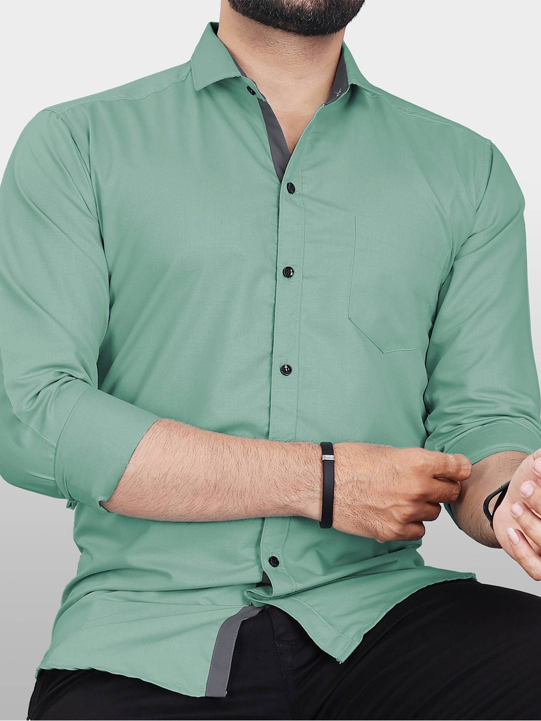 

Metronaut Men Slim Fit Opaque Casual Shirt, Olive