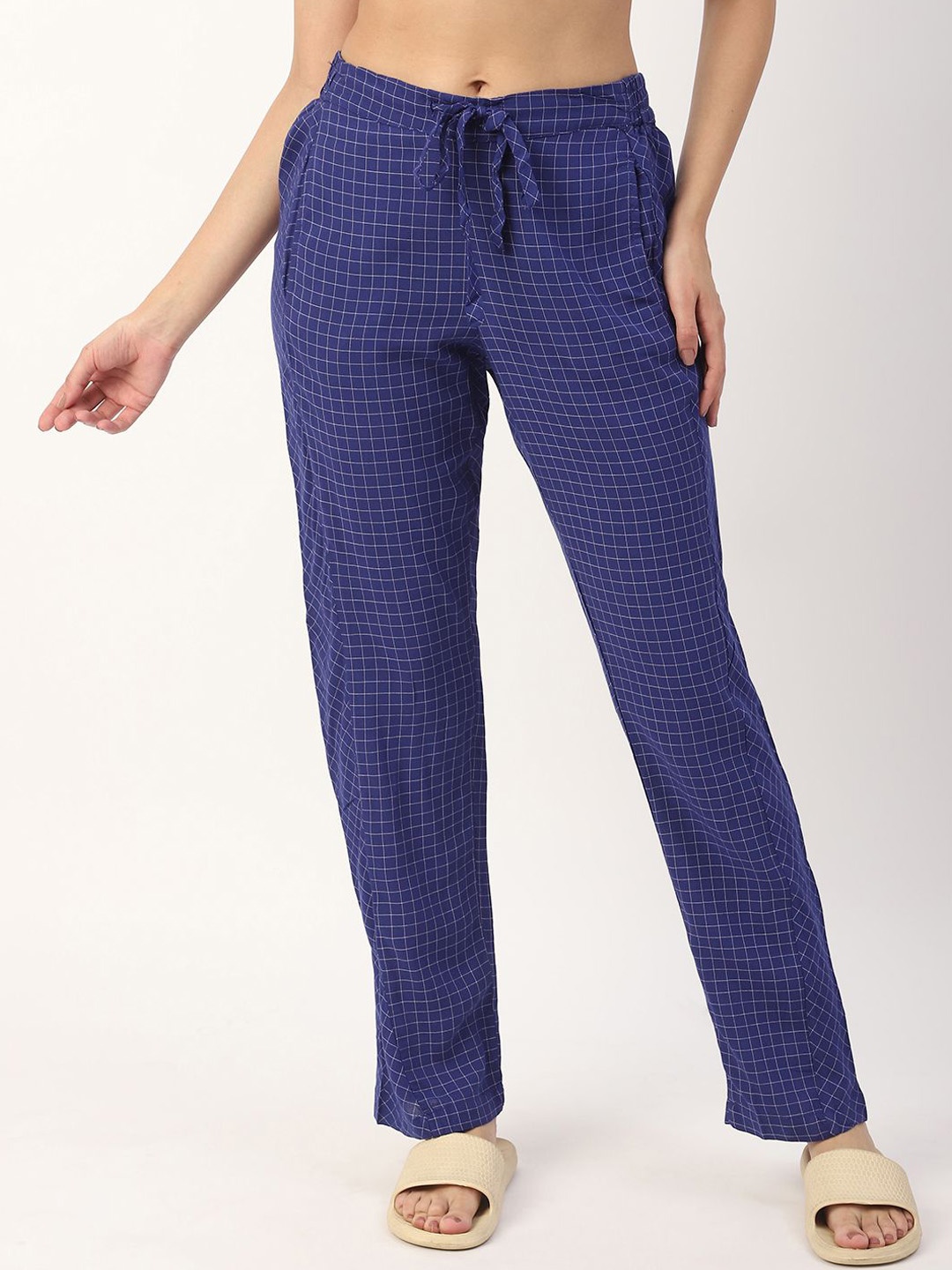 

Mystere Paris Checked Mid- Rise Lounge Pants, Violet