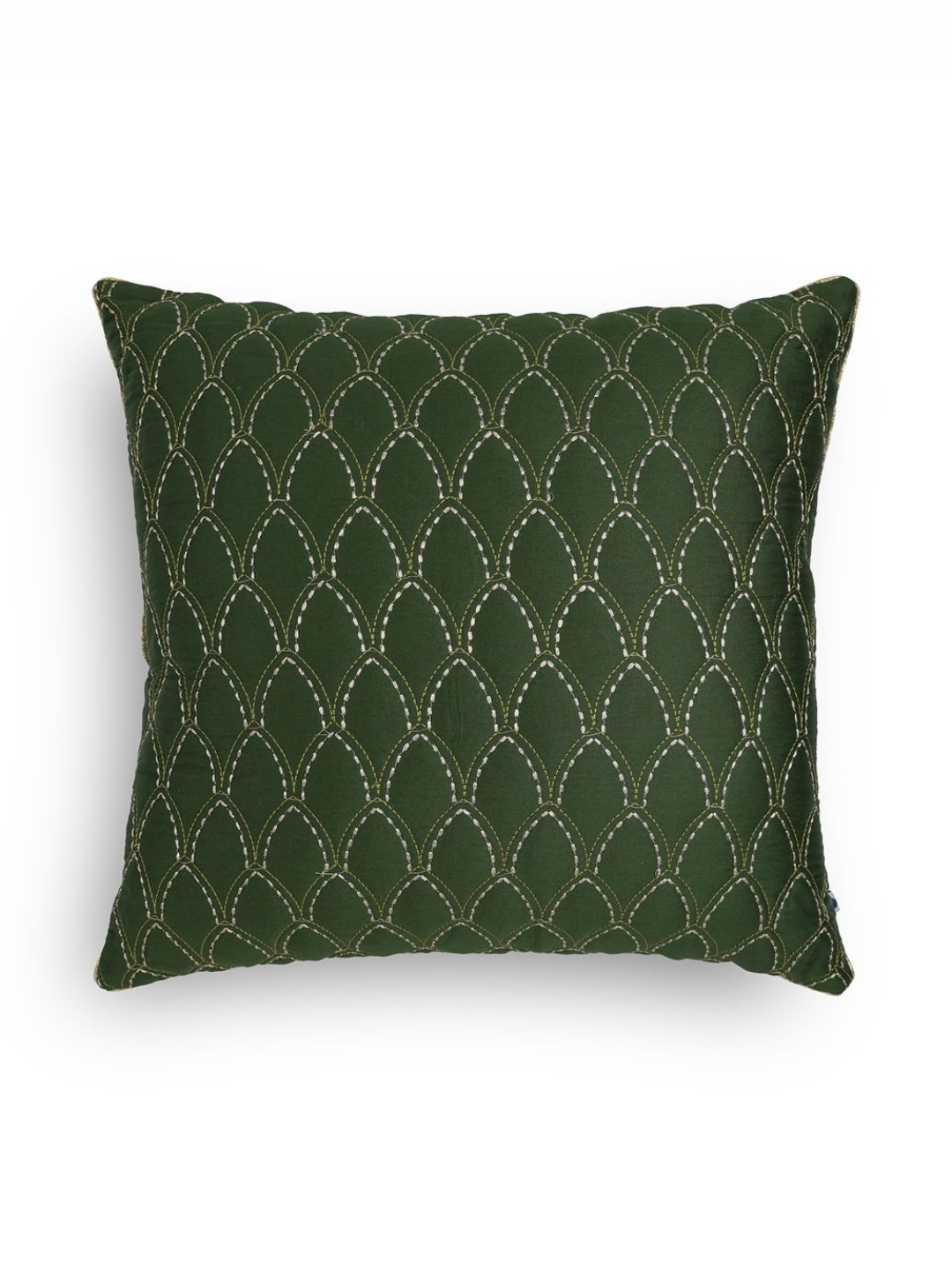 

ONSETHOMES Green & Beige Quilted Pure Cotton Square Cushion Covers