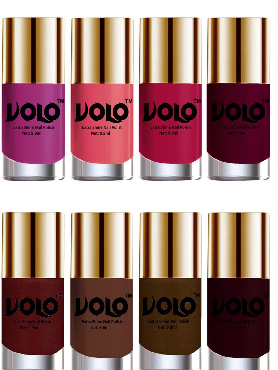 

VOLO Set Of 8 High-Shine Professional Nail Polish-9ml Each-Combo No-123, Multi