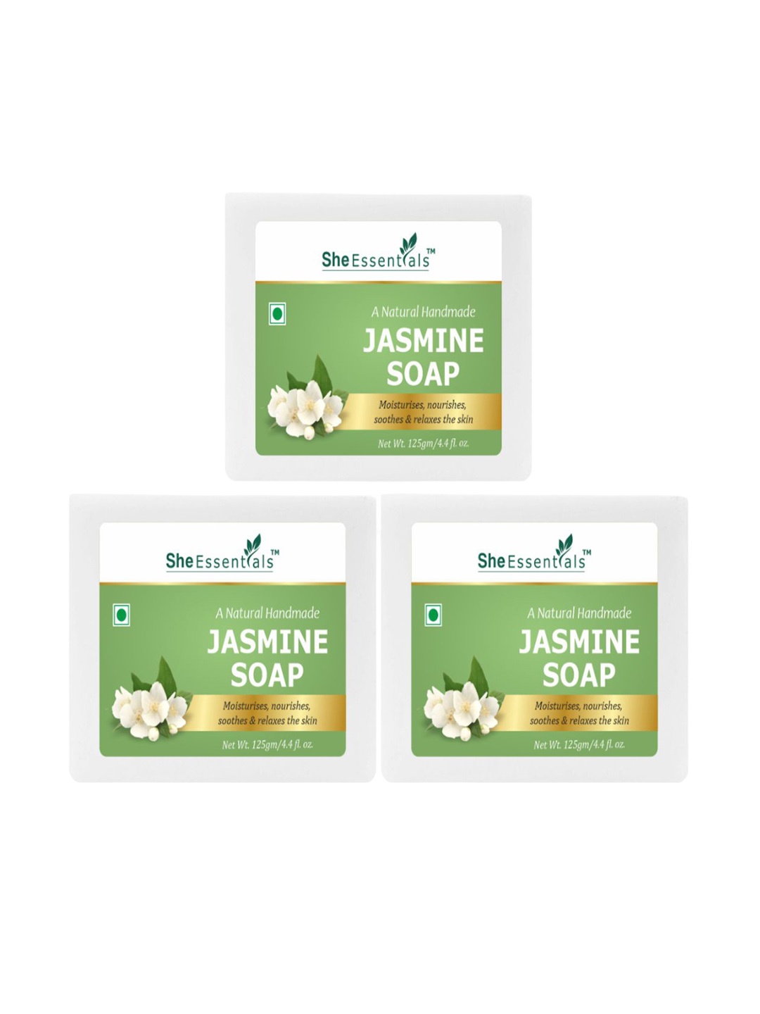 

She Essentials Set Of 3 Natural Jasmine Soap - 125 g Each, Transparent