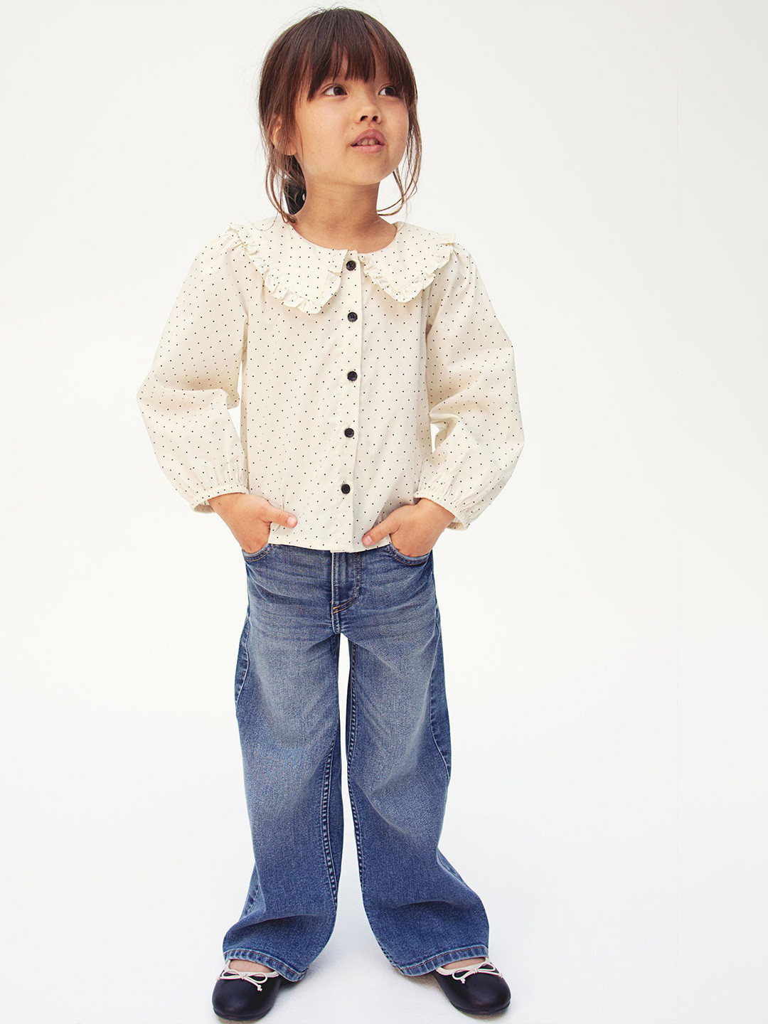 

H&M Infant Girls Collared Cotton Blouse, White