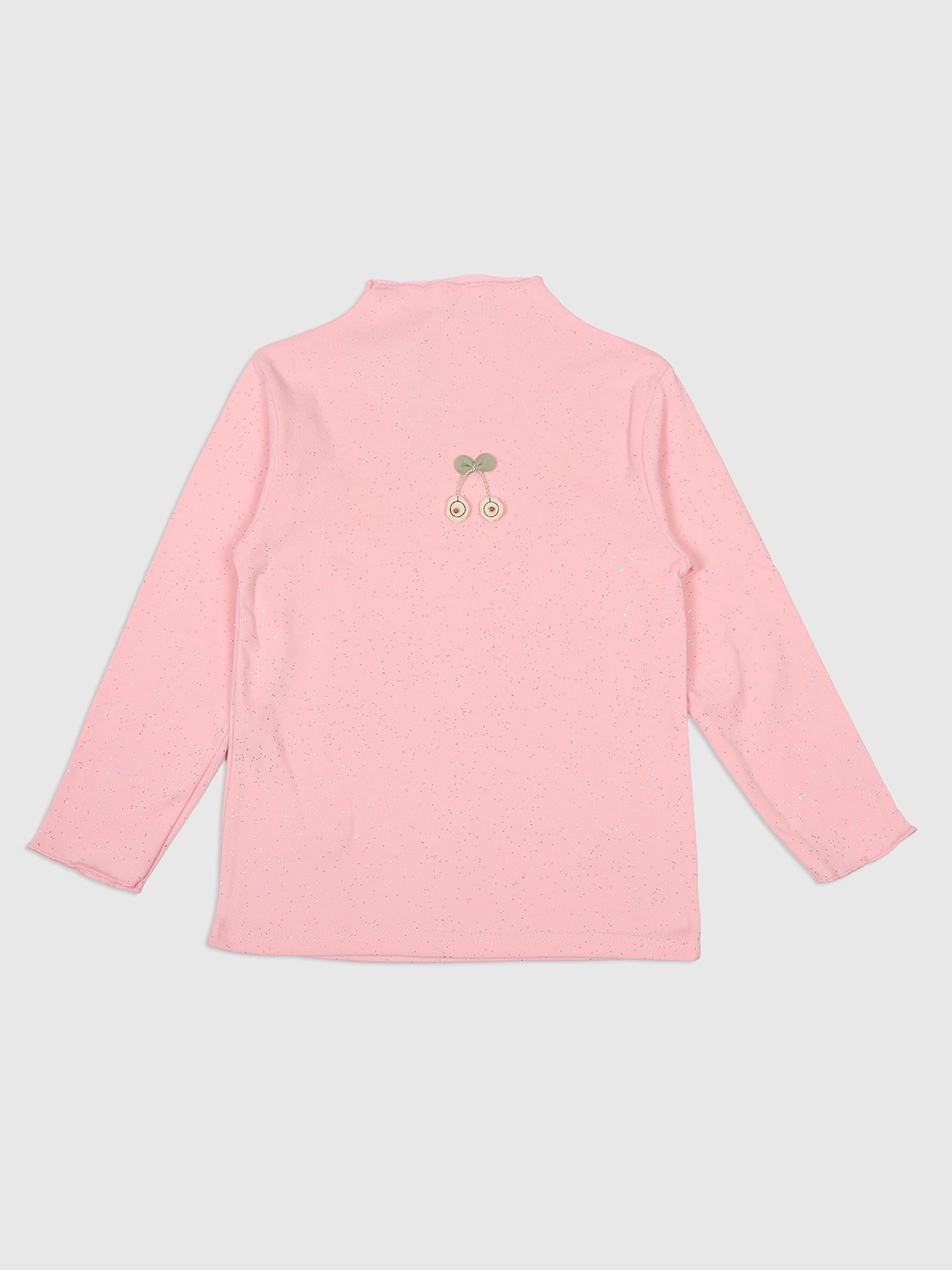 

CHUNMUN Girls Solid High Neck Wool Top, Pink