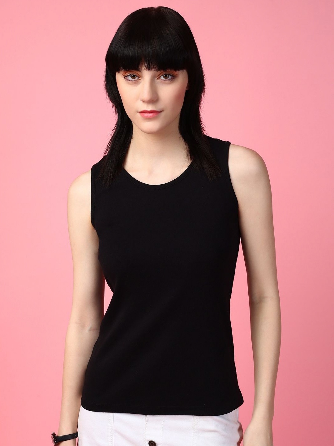 

DressBerry Women Solid Round Neck Cotton Slim Fit T-shirt, Black