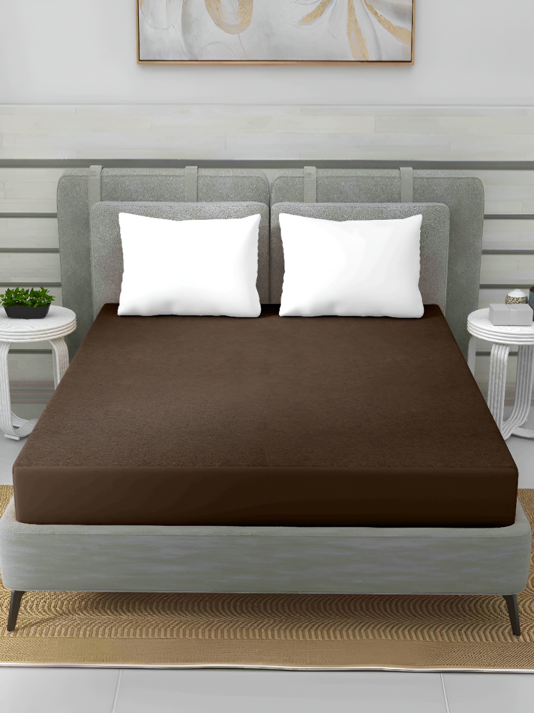 

CURIOUS LIFESTYLE Brown Terry Water Resistant Mattress Protector