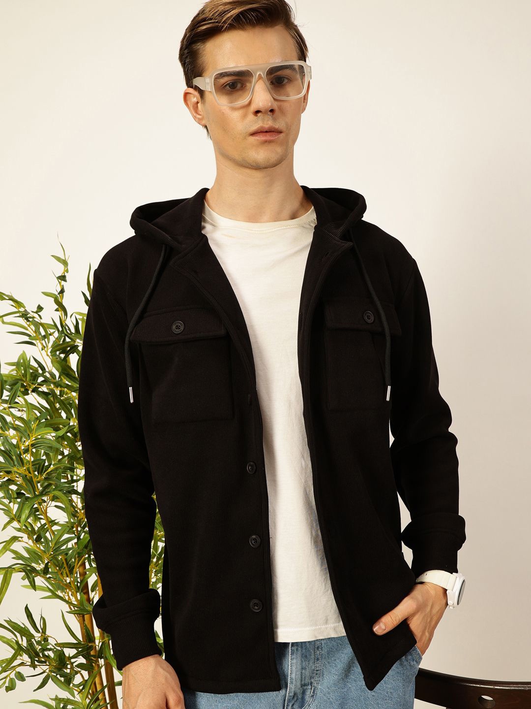 

Thomas Scott Men Open Front Jacket, Black
