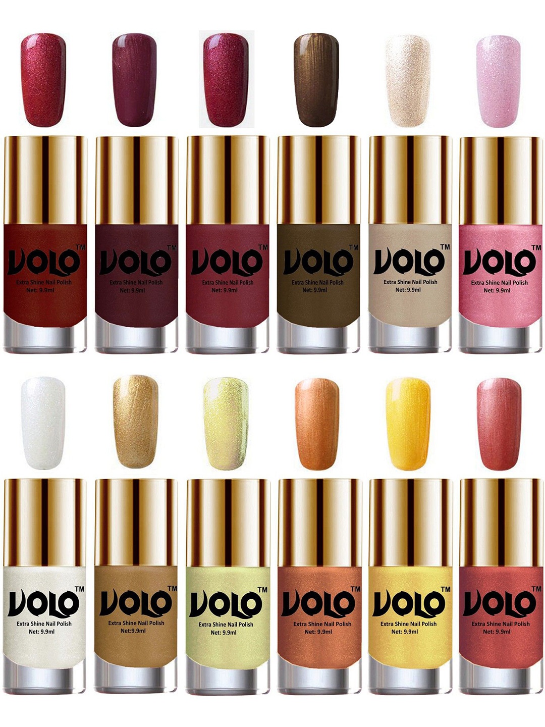 

VOLO Set Of 12 Luxury Super Shine Nail Polish- 9.9ml Each- Combo- No- 06, White