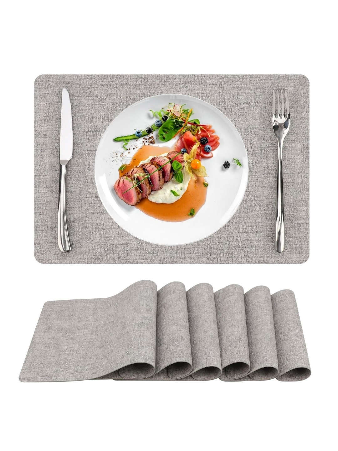 

royalkart Light Grey 6 Pieces Rectangle Shape Table Placemats