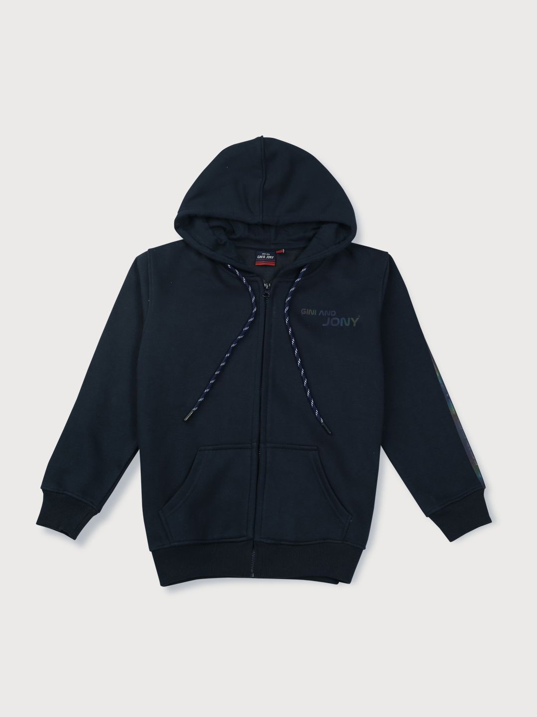 

Gini and Jony Boys Hooded Brand Logo Bomber Jacket, Navy blue