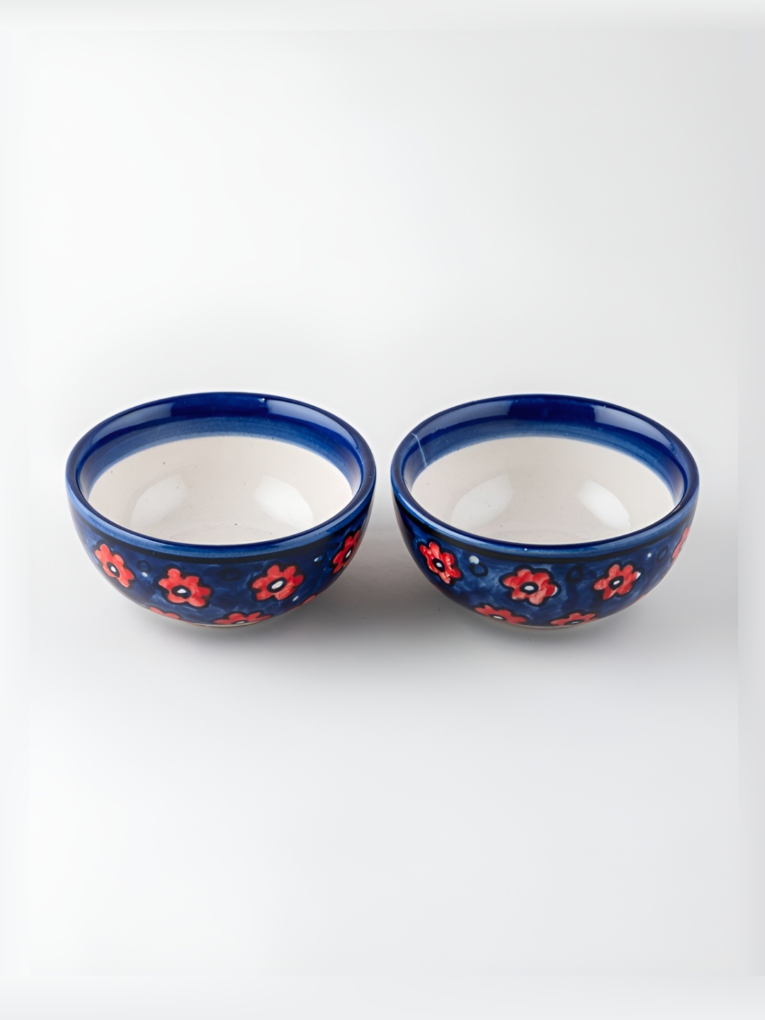 

Eyaas 2 Pieces Floral Printed Glossy Ceramic Dishwasher and Microwave Safe Serving Bowl, Blue