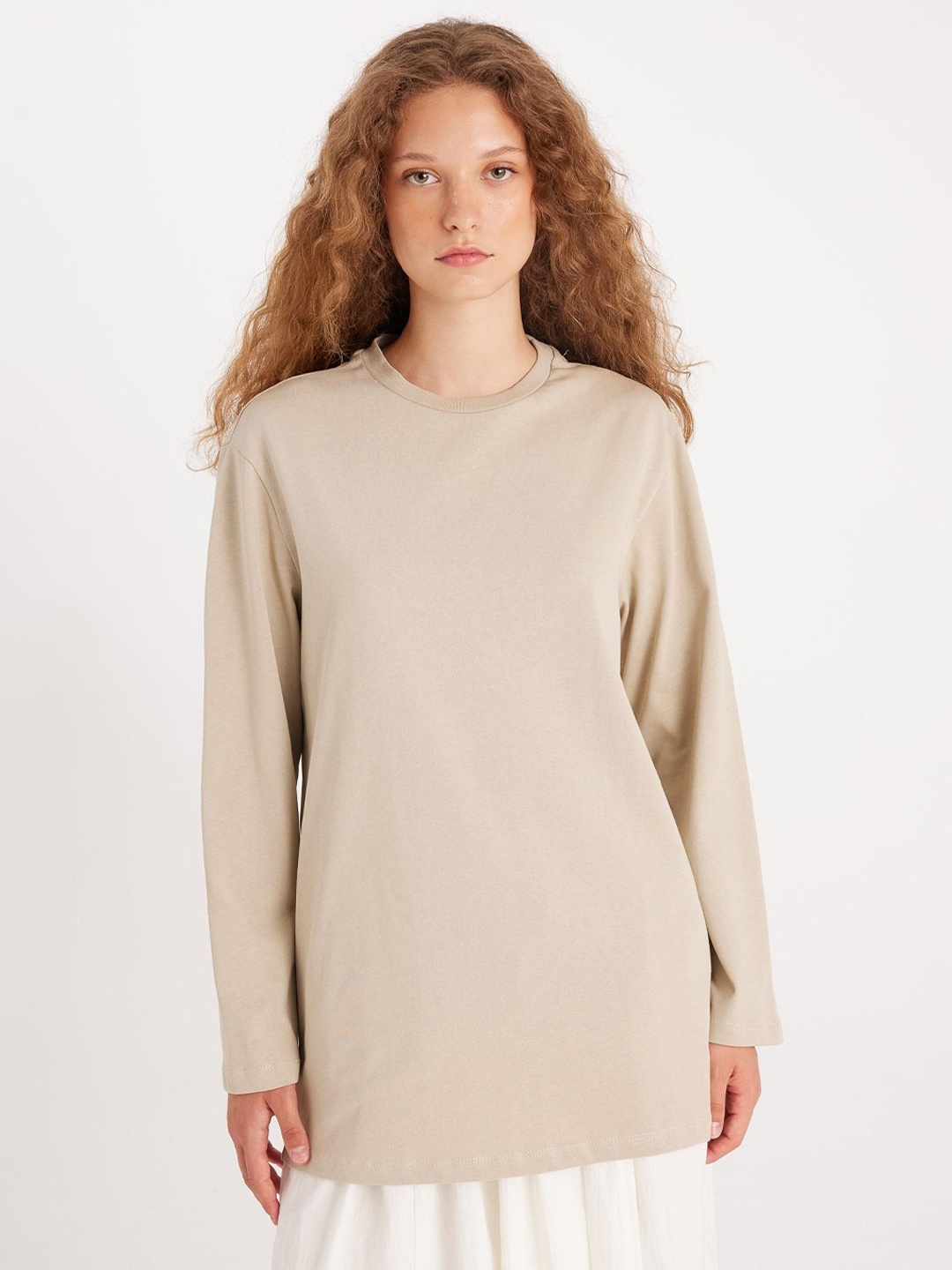 

DeFacto Round Neck Pullover Sweater, Beige