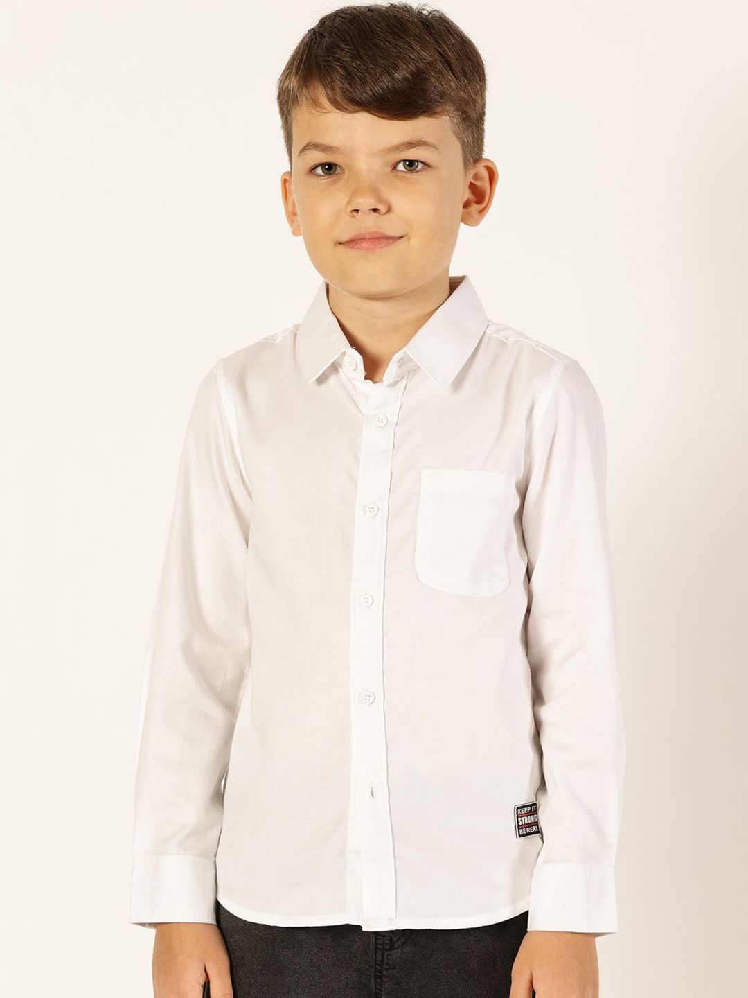 

Killer Boys Premium Spread Collar Solid Cotton Casual Shirt, White