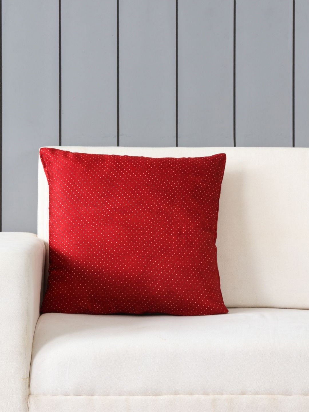 

Eyaas Red & White Geometric Printed Square Cushion Cover