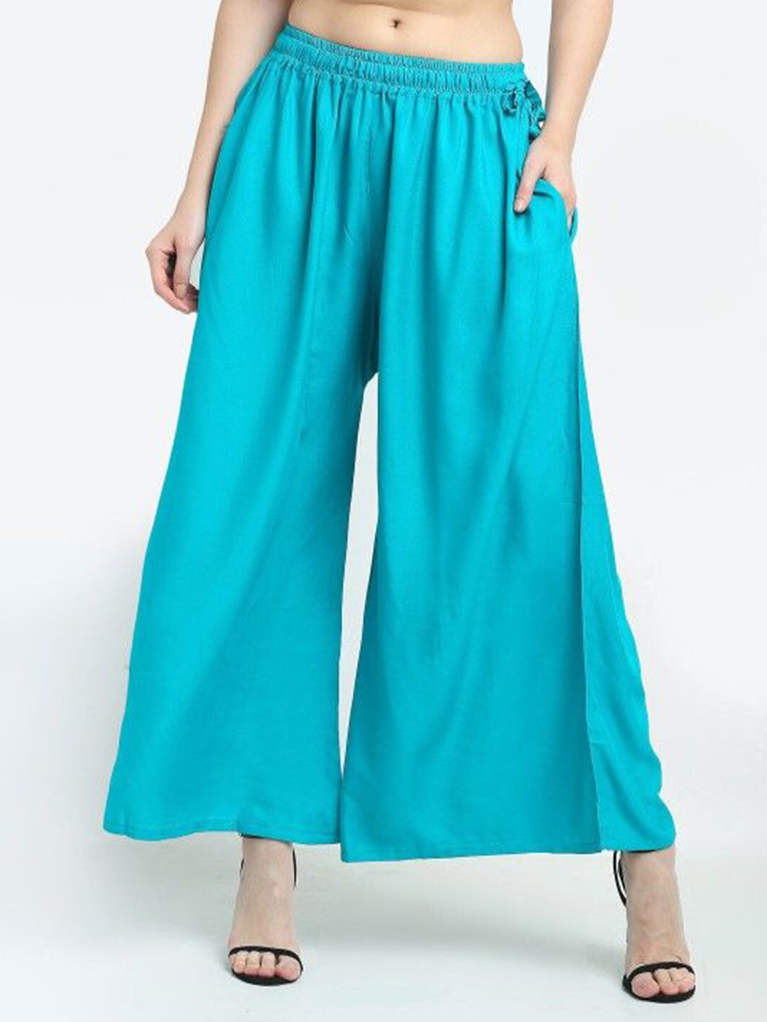 

KALINI Women Solid Palazzos, Turquoise blue