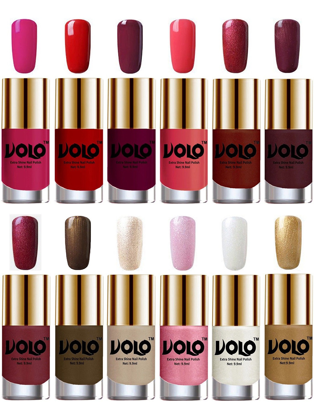 

VOLO Set Of 12 Luxury Super Shine Nail Polish - 9.9 ml Each - Combo-No-156, Burgundy