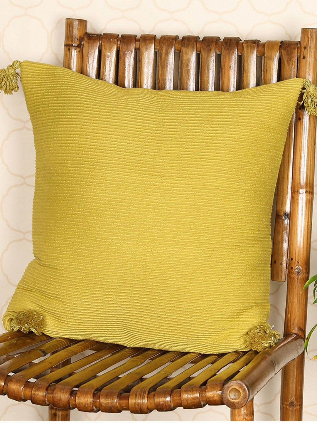 

ONSETHOMES Green Self Design Square Cotton Cushion Covers