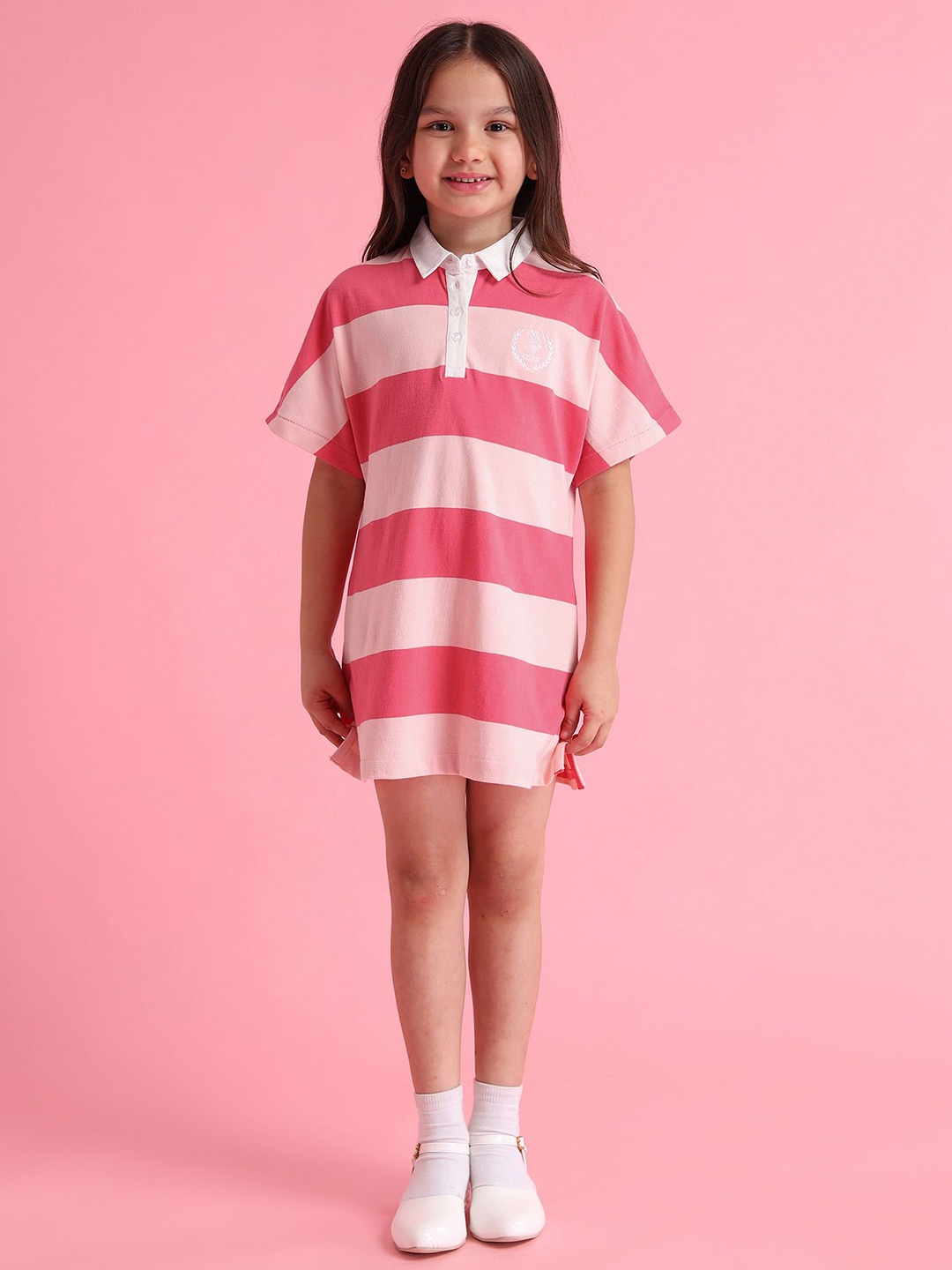 

U.S. Polo Assn. Kids GirlsStriped A-Line Dress, Pink