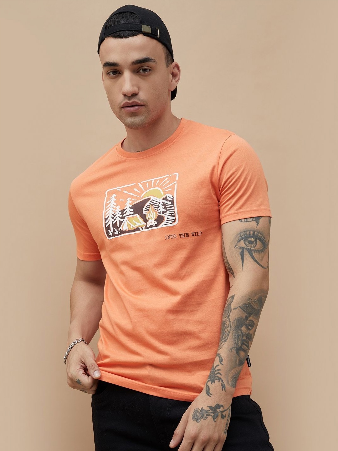 

Fame Forever by Lifestyle Men Graphic Printed Round Neck Cotton T-shirt, Orange