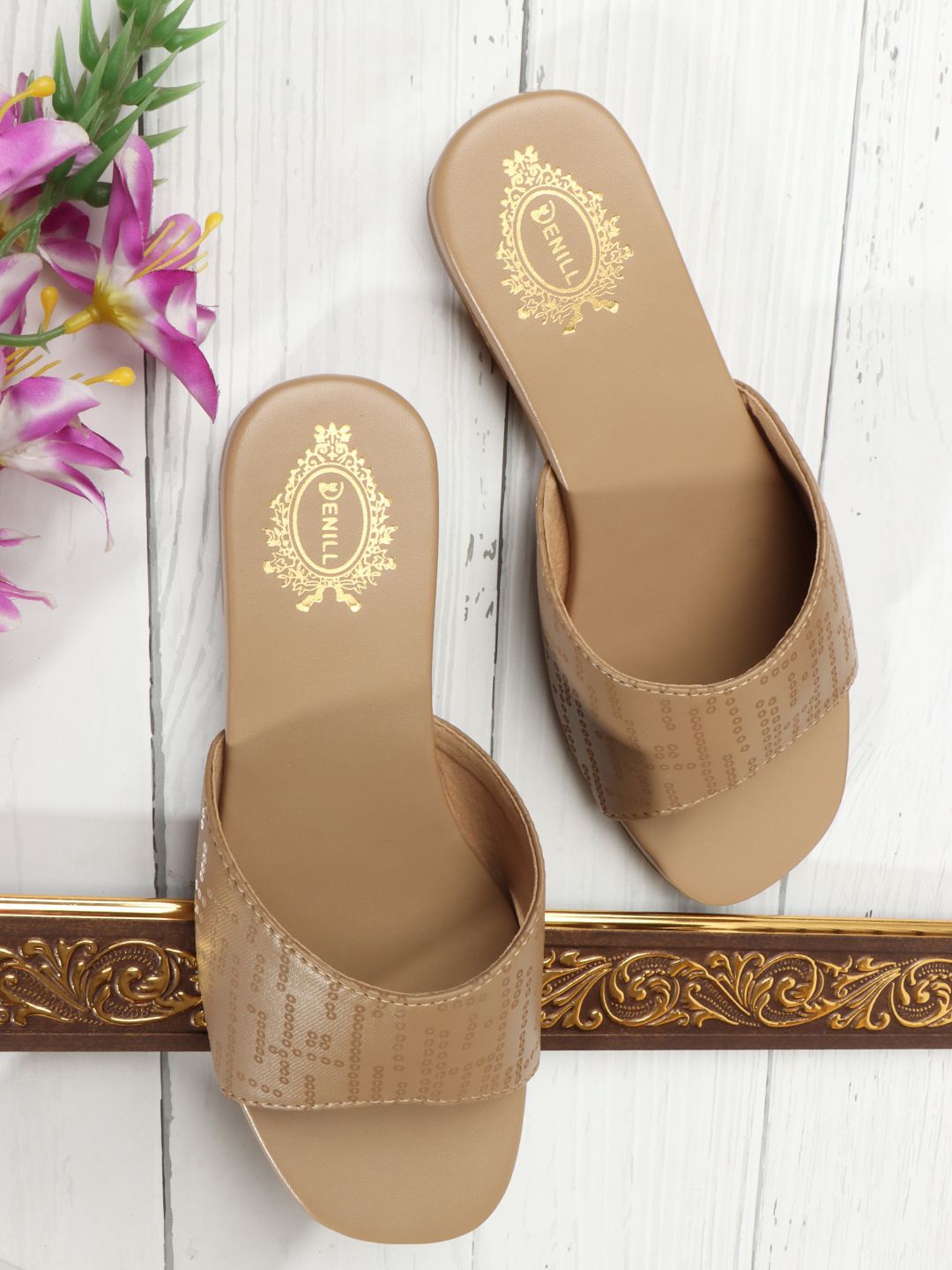 

Denill Women Ballerinas Open Toe Slip-On Flats, Beige