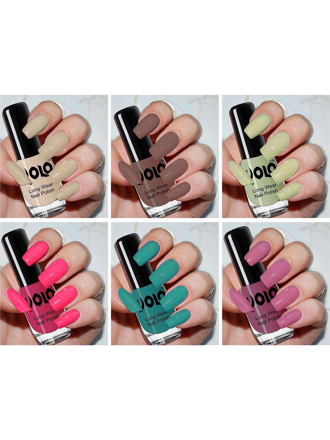 

VOLO Set of 6 Color Rich Toxic Free Perfection Shine Nail Polish-5ml Each-VT-063, Multi