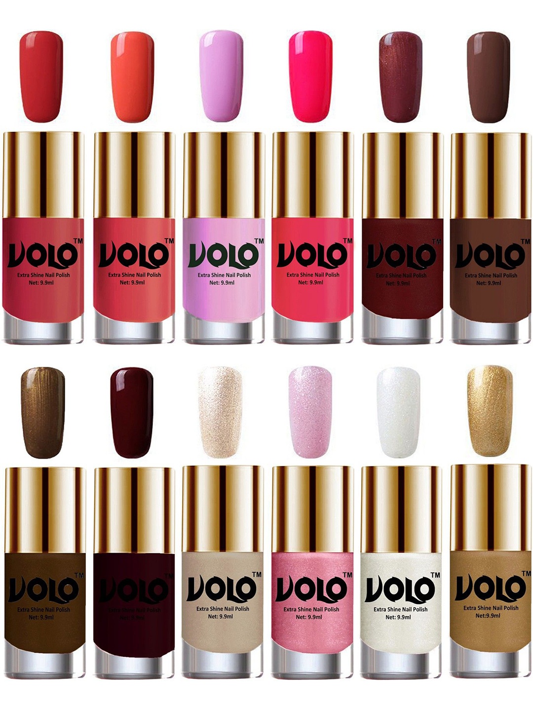 

VOLO Set of 12 Luxury Super Shine Vibrant Nail Polish-9ml Each-Combo No-287, Multi