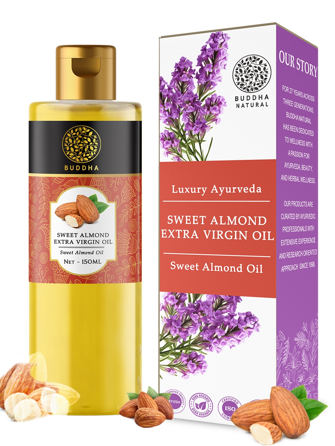 

BUDDHA NATURAL Extra Virgin Sweet Almonds Oil For Skin & Hair-150ml, Gold