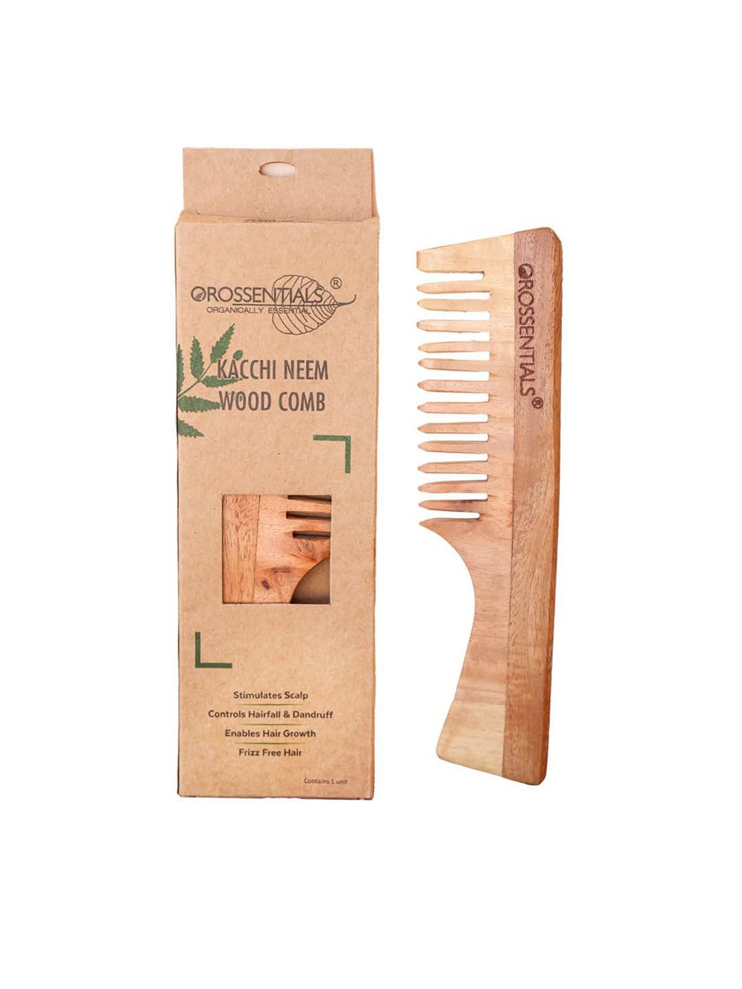 

OROSSENTIALS Set Of 3 Neem Wooden Comb - Brown