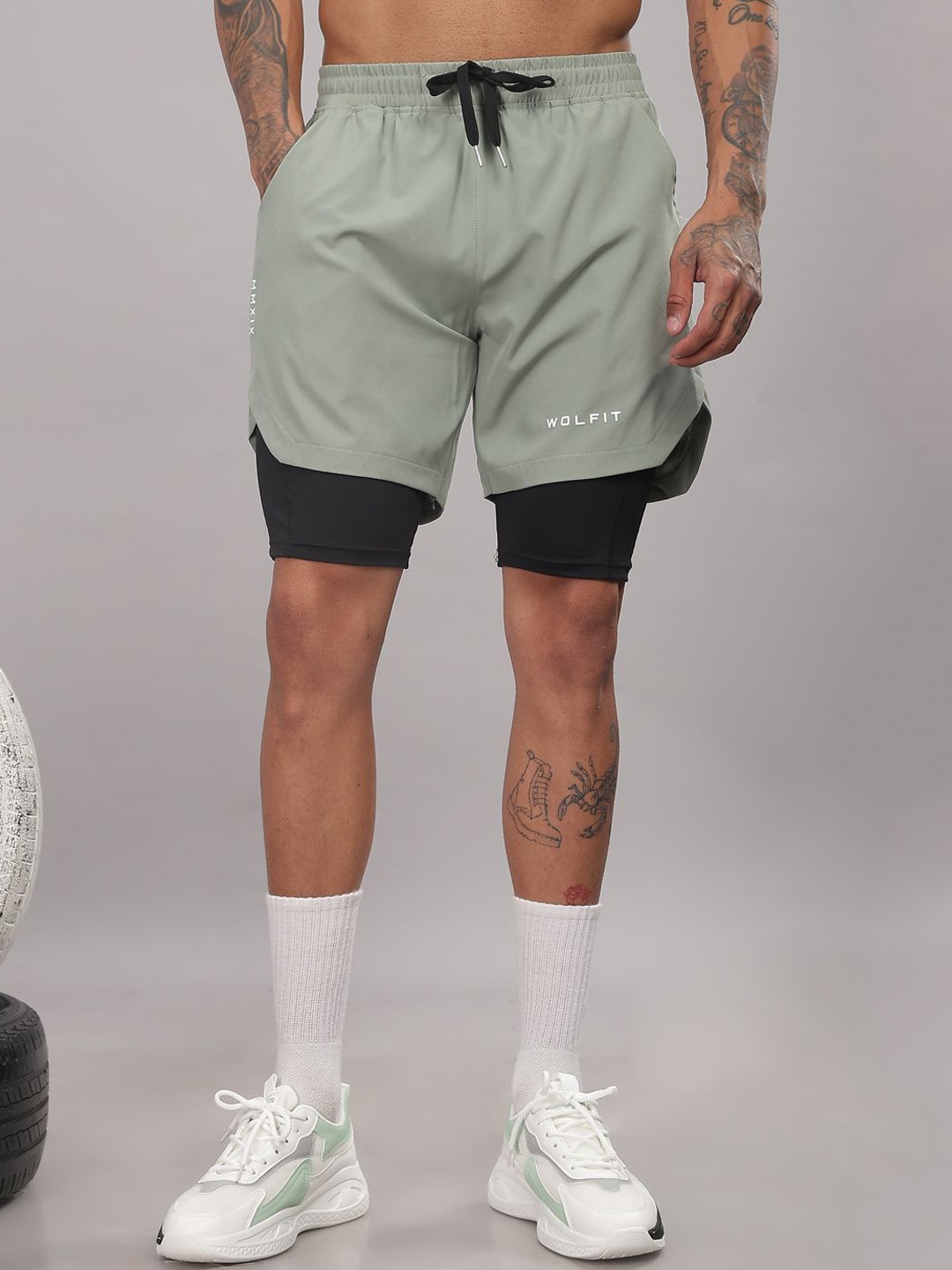 

WOLFIT ATHLEISURE Men Skinny Fit Training or Gym Sports Shorts, Sea green