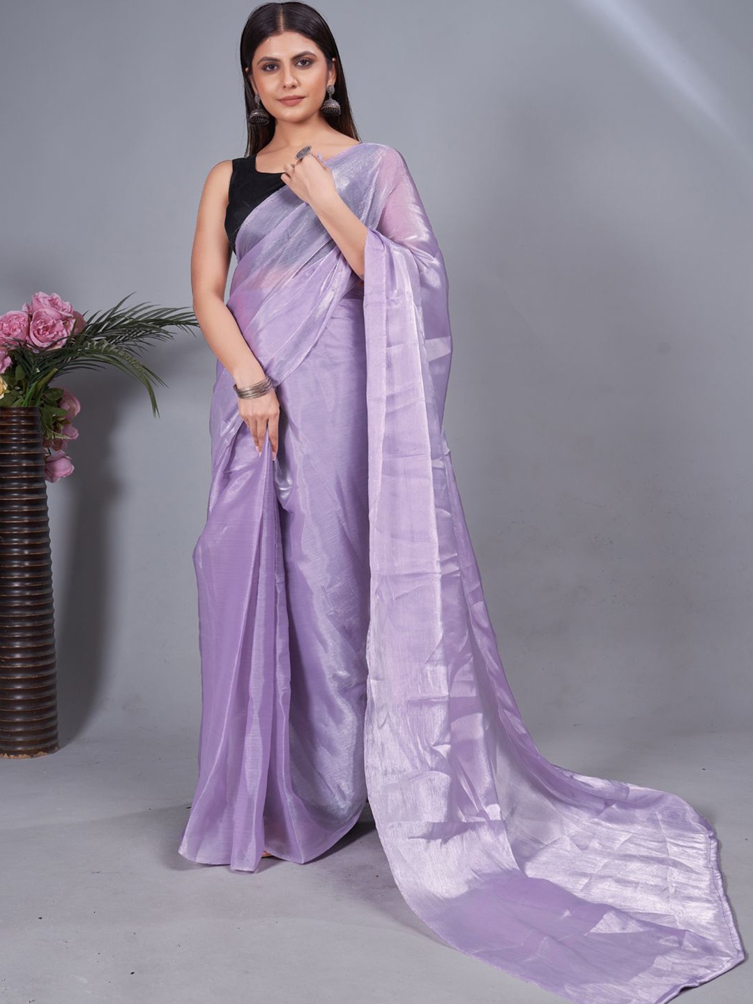 

Mitera Solid Ready to Wear Saree, Purple