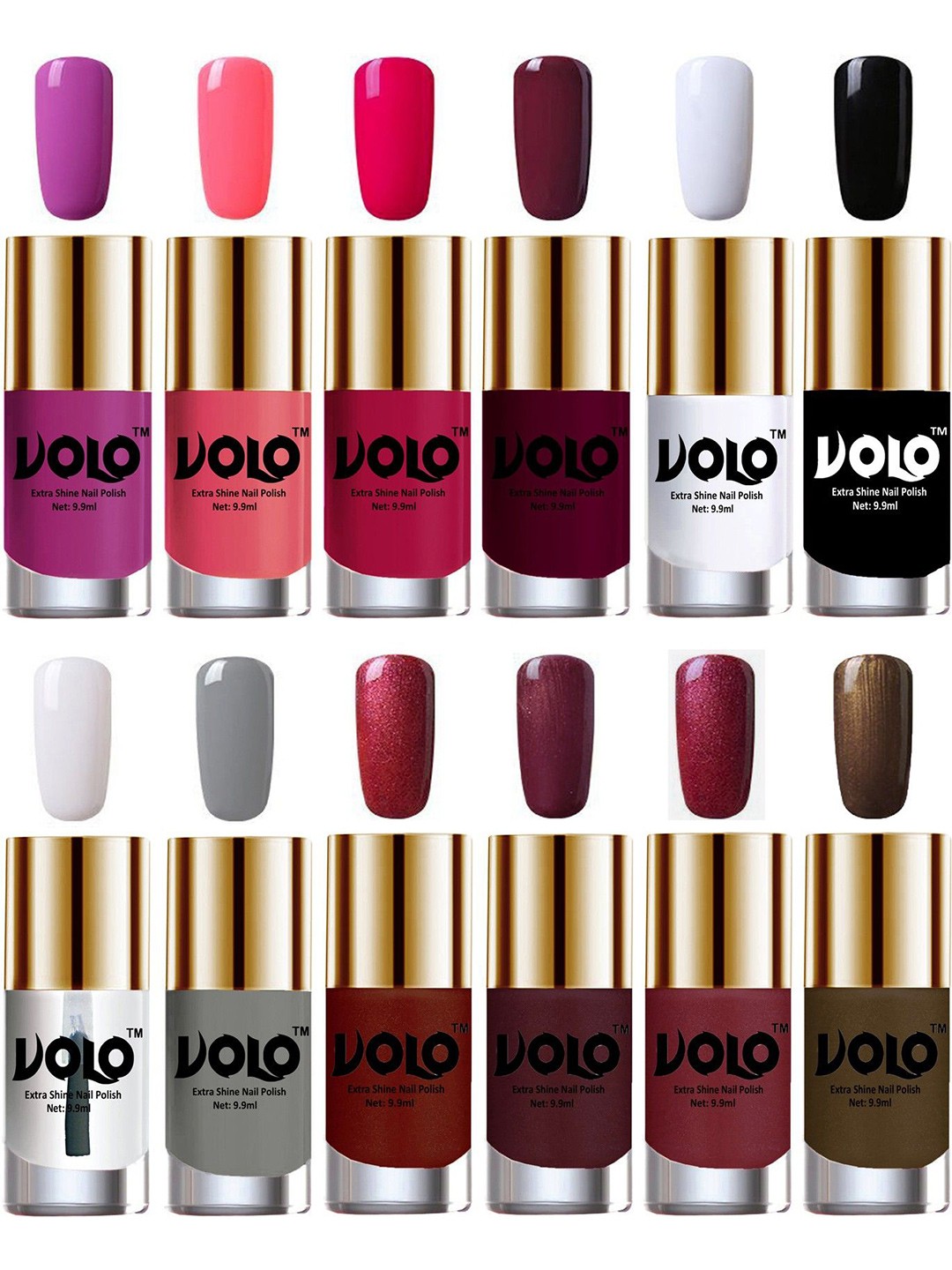 

VOLO Set of 12 Luxury Super Shine Vibrant Shades Nail Polish-9ml Each-Combo No-79, Multi