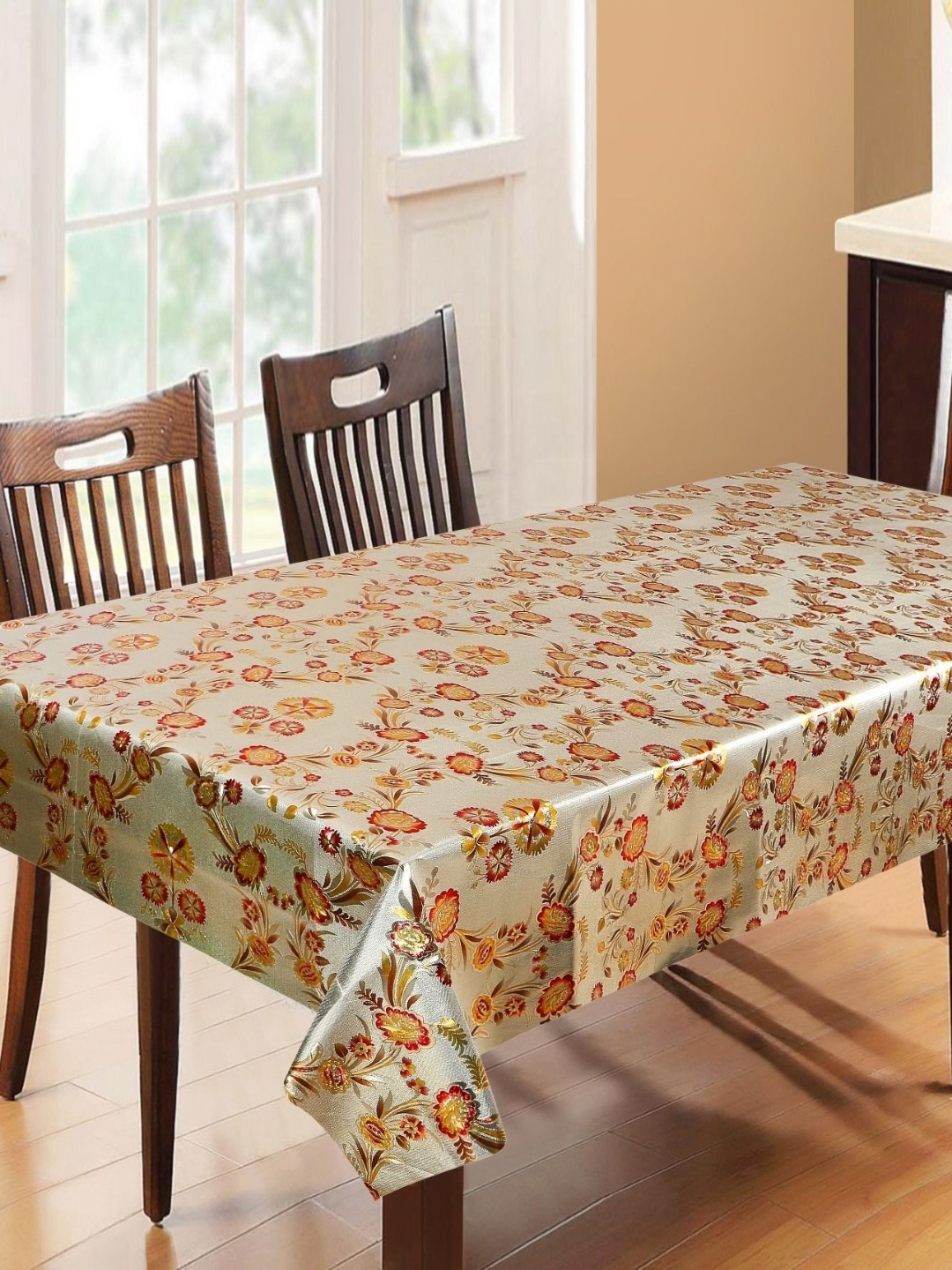 

Dakshya Industries Beige & Red Floral Waterproof 6-Seater Table Cover