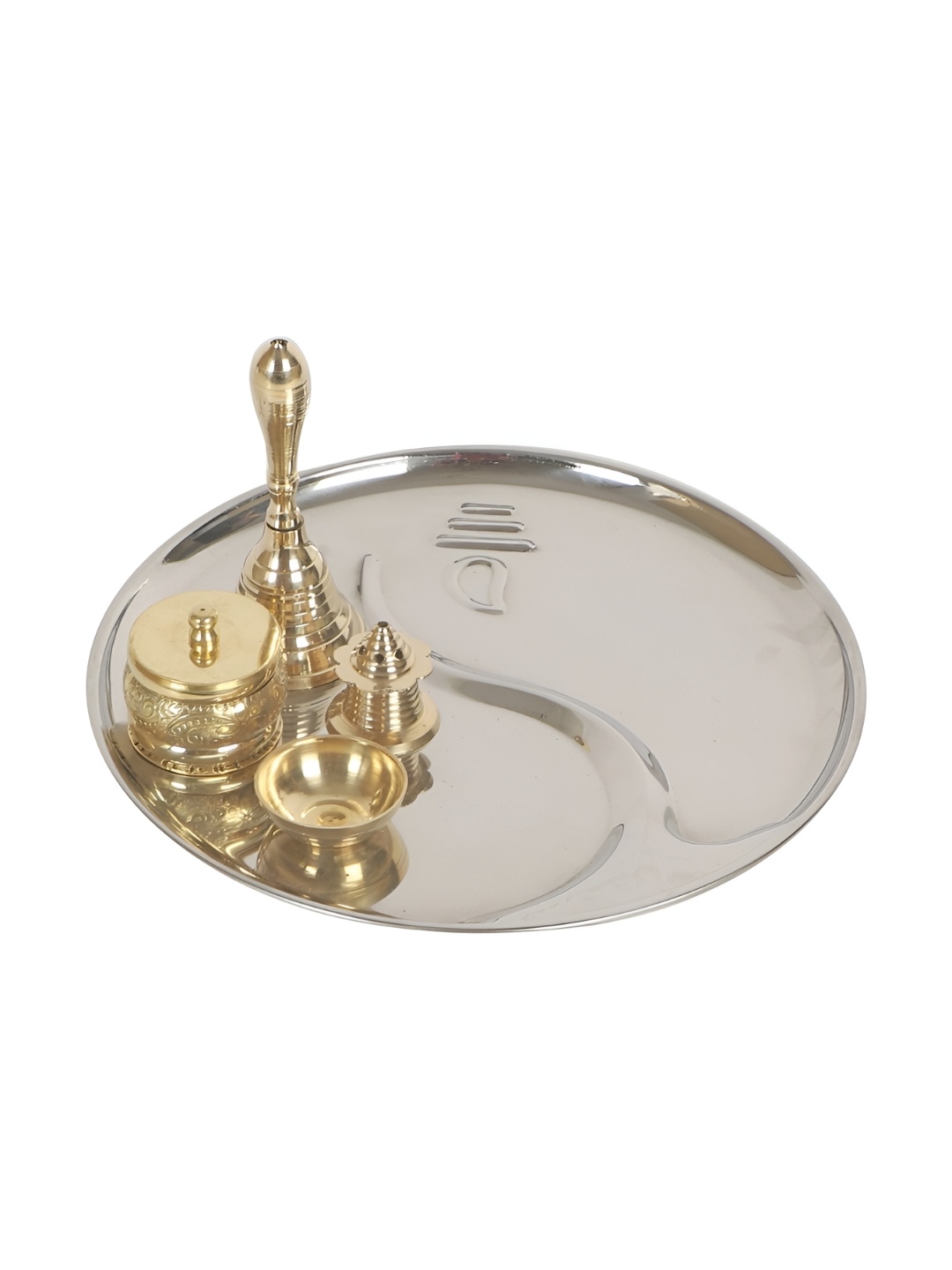 

Amaya Decors Bronze Textured Pooja Thali, Gold