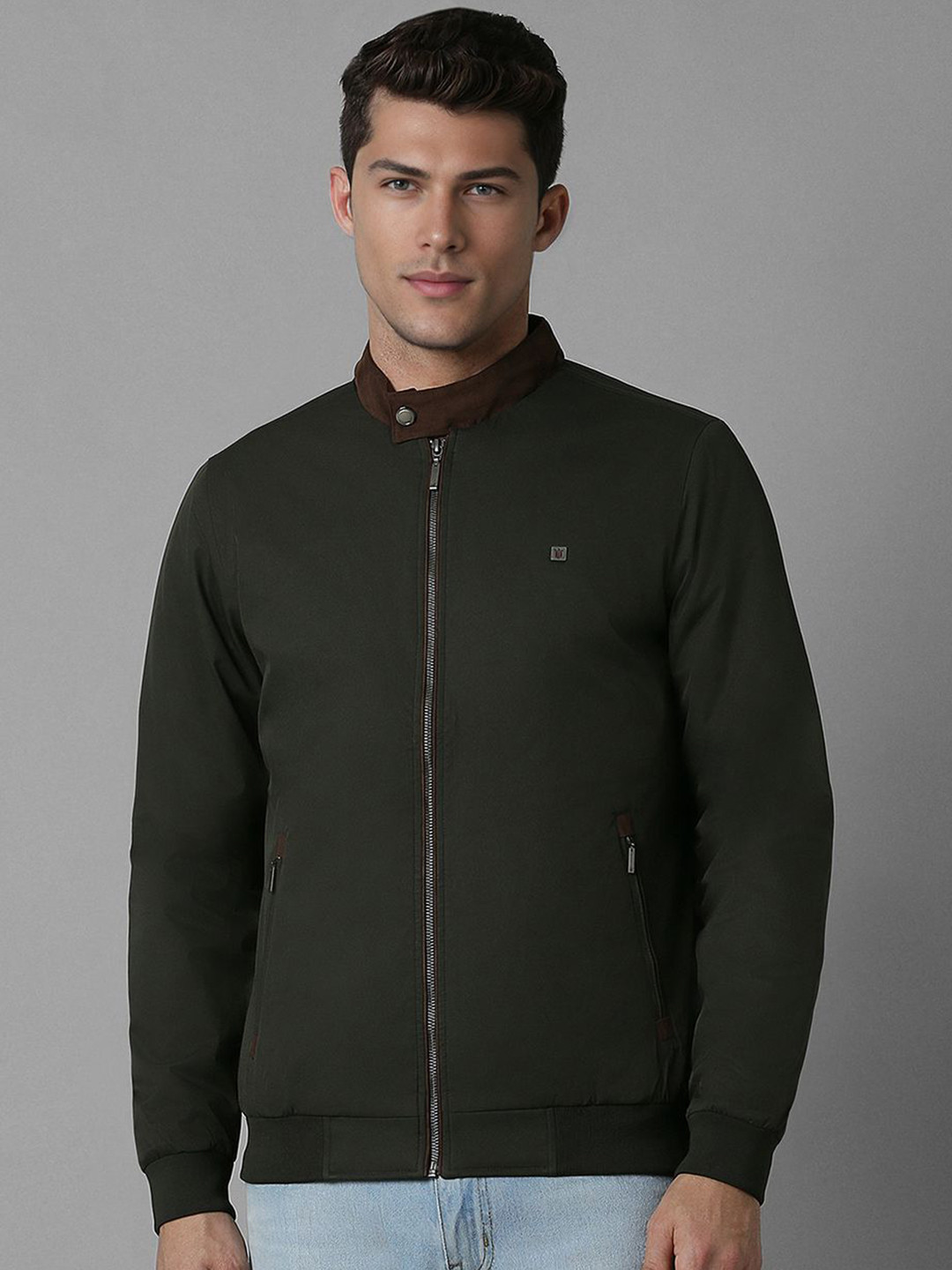 

Louis Philippe Jeans Men Bomber Jacket, Olive