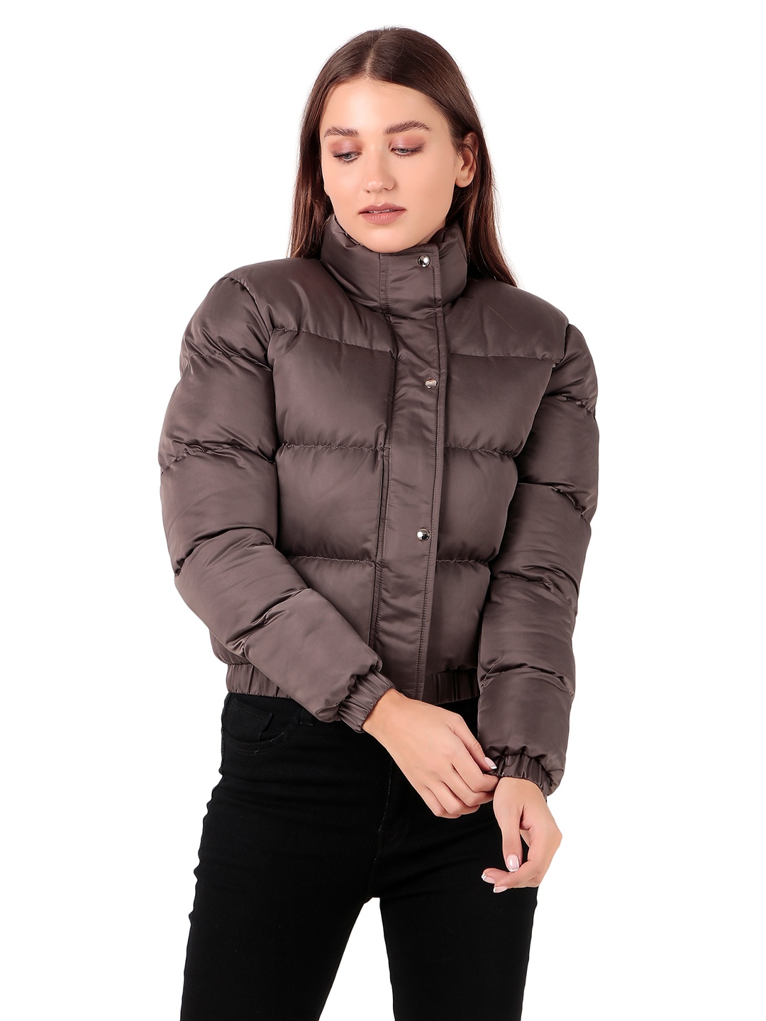 

Brazo Women Lightweight Crop Puffer Jacket, Grey