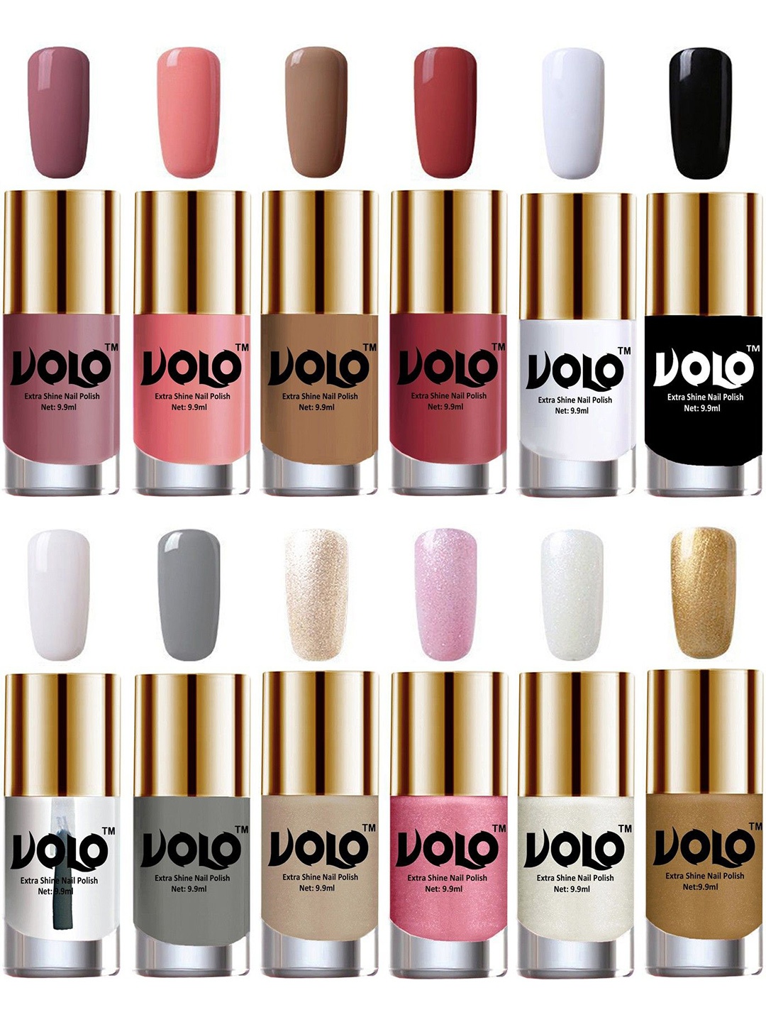 

VOLO Set of 12 Luxury Super Shine Vibrant Shades Nail Polish-9ml Each-Combo No-245, Multi